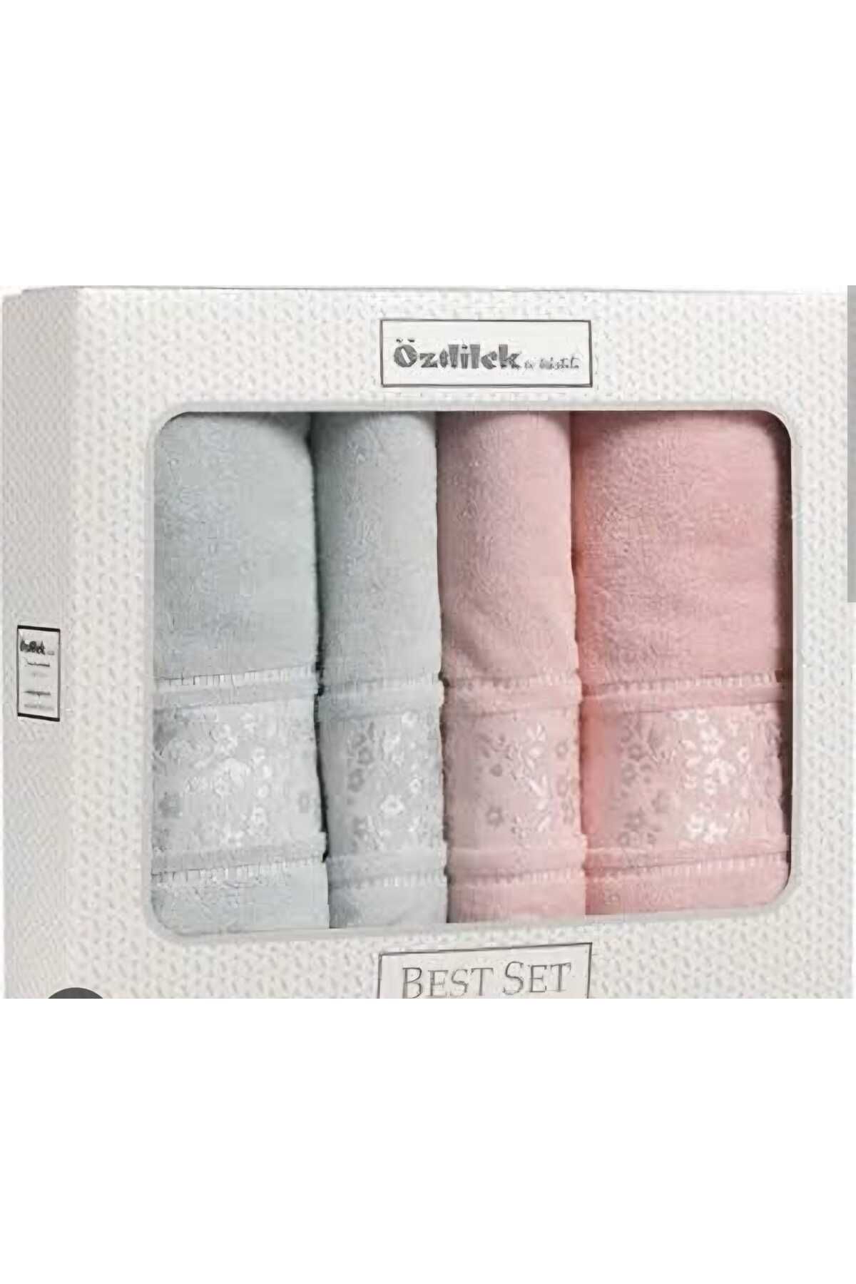Özdilek ÖZDİLEK CAMELLIA GRİ- PEMBE BEST SET HAMAM TAKIMI