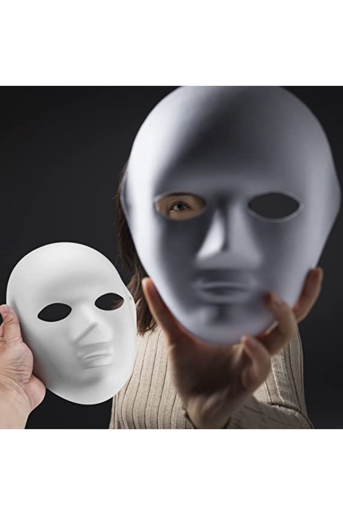 Skygo Beyaz Renk Boyanabilir Anonim Tam Yüz Cosplay Maske 24x18 cm