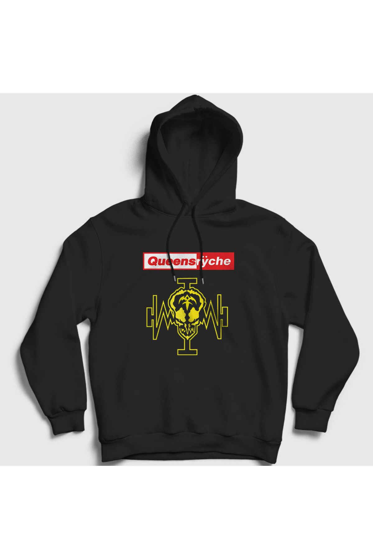 Presmono Unisex Siyah Logo V2 Metal Queensryche Kapüşonlu Sweatshirt 550208tt