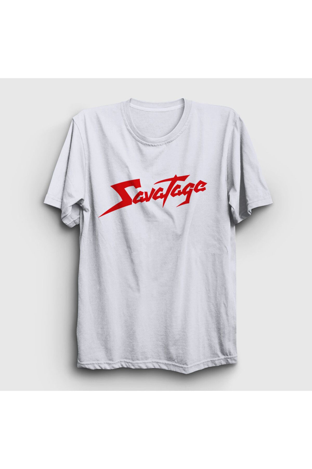 Presmono Unisex Beyaz Logo Metal Savatage T-Shirt 549663tt