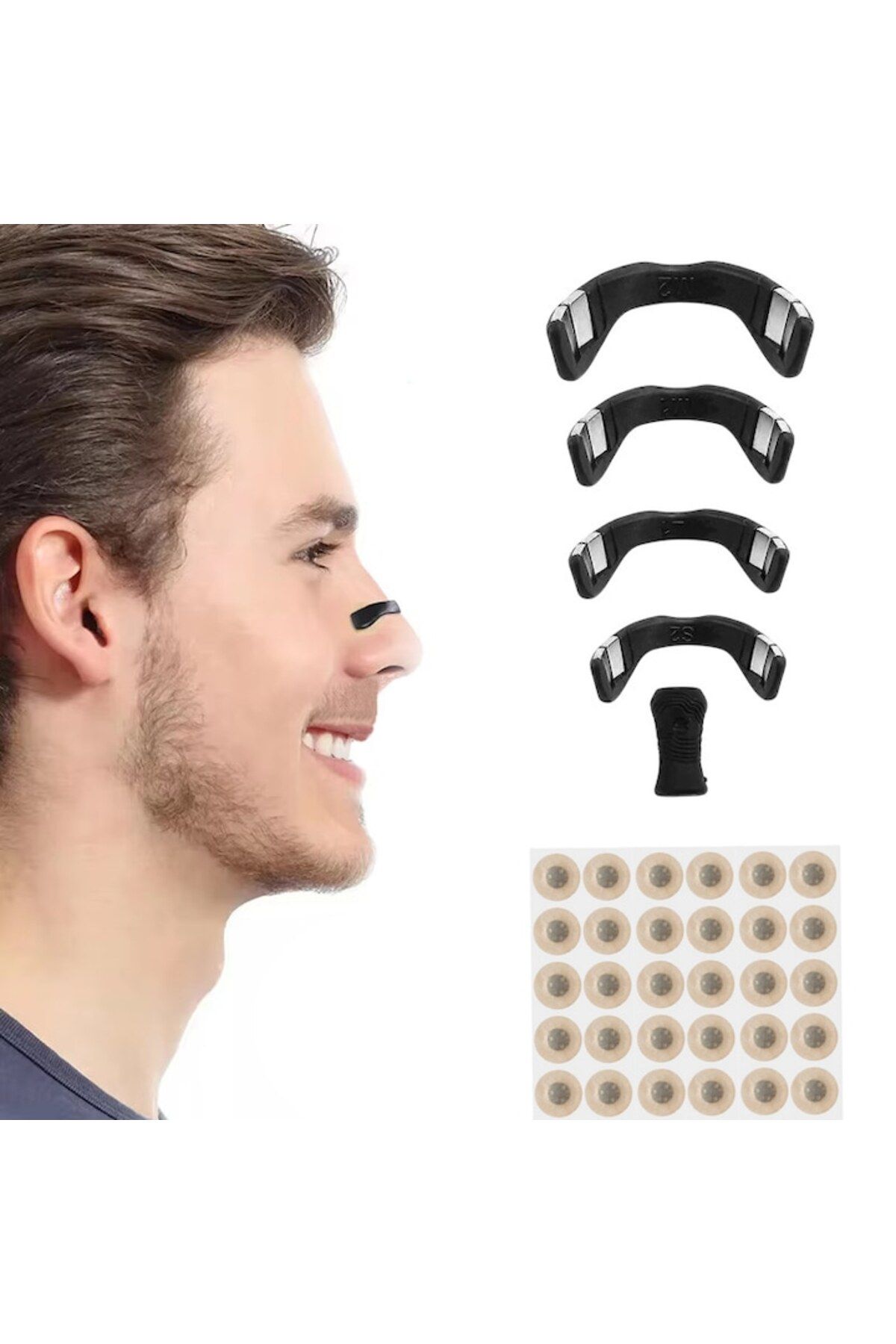 Salestore-Magnetic 4 nasal dilators with different sizes, 30 nose strips, applicator, increases oxygen intake 1