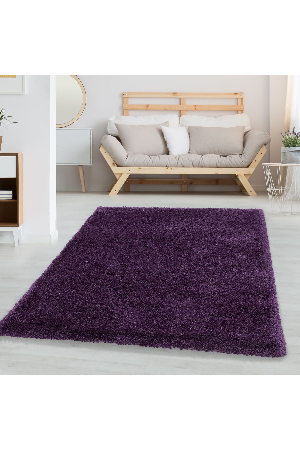 Karpetica Süpersoft yumuşak Shaggy Halı 30 mm Hav yüksekliği düz Lila Dokuma Halı