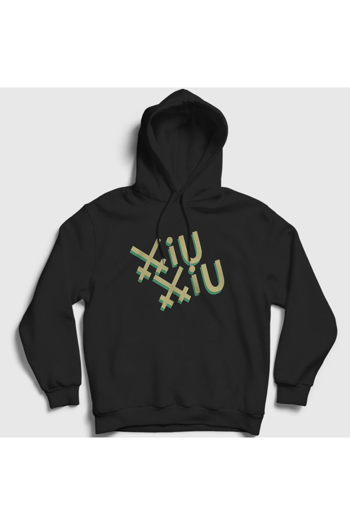 Presmono Unisex Siyah Logo Band Xiu Xiu Kapüşonlu Sweatshirt 549381tt
