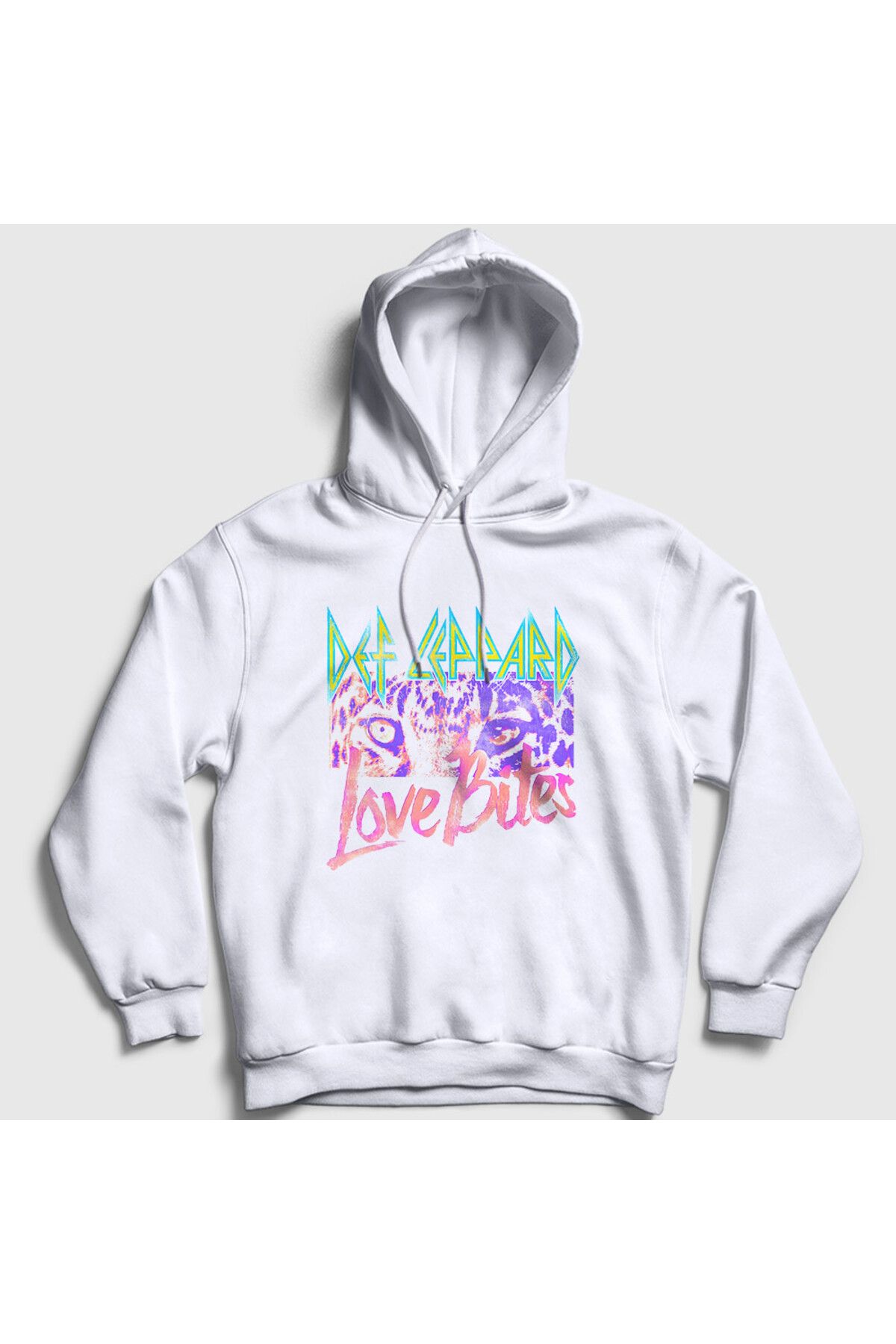 Presmono Unisex Beyaz Love Bites Def Leppard Kapüşonlu Sweatshirt 550293tt