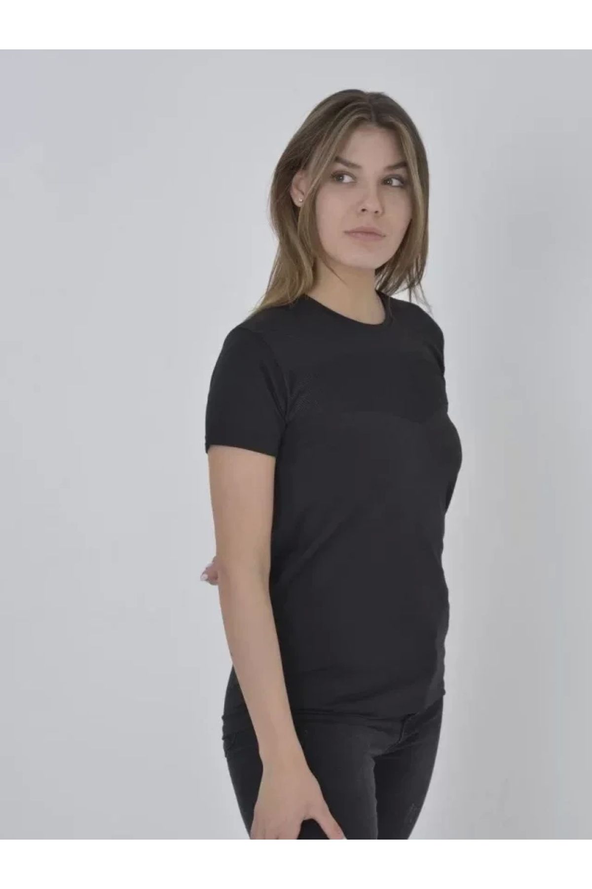 POLEXP Siyah Fileli Slim Fit T-shirt