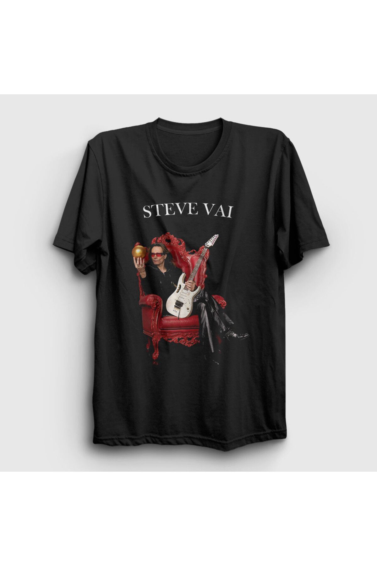 Presmono Unisex Siyah Virtuoso Gitarist Steve Vai T-Shirt 551940tt