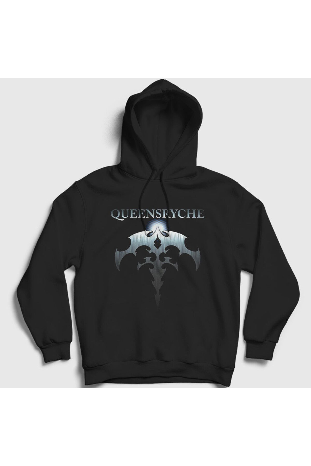 Presmono Unisex Siyah Logo Metal Queensryche Kapüşonlu Sweatshirt 549637tt