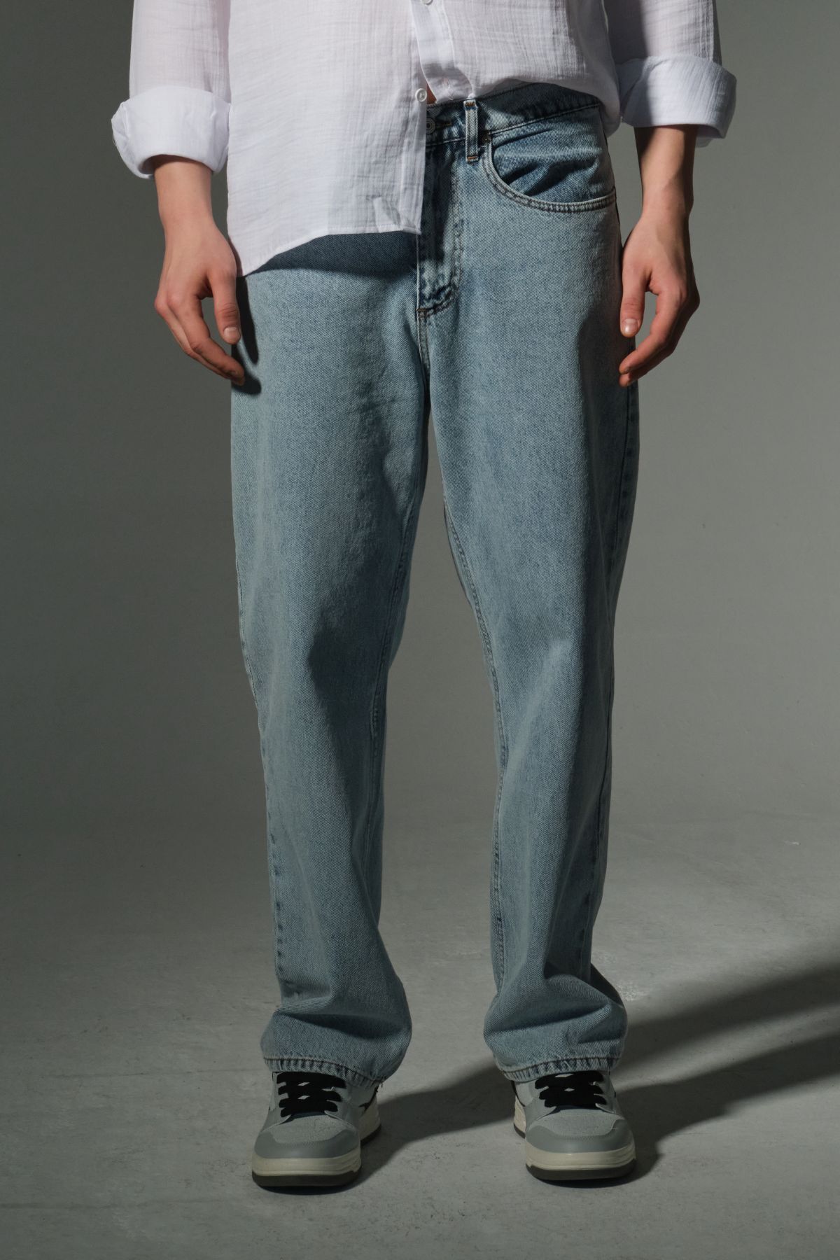 Domoda-"100% Cotton Jean Fabric Straight Leg Casual Baggy Men's Pants @Mantova 6