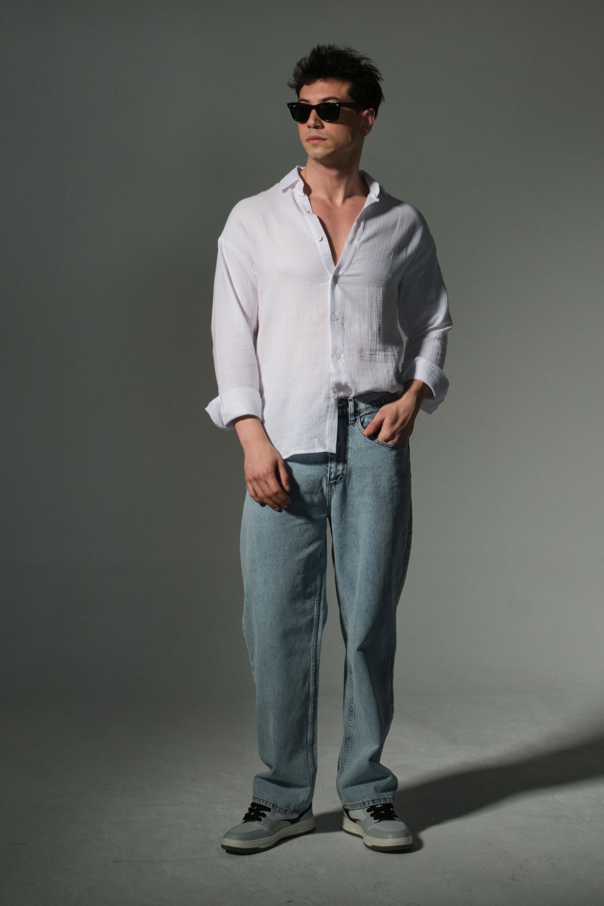 Domoda-"100% Cotton Jean Fabric Straight Leg Casual Baggy Men's Pants @Mantova 7