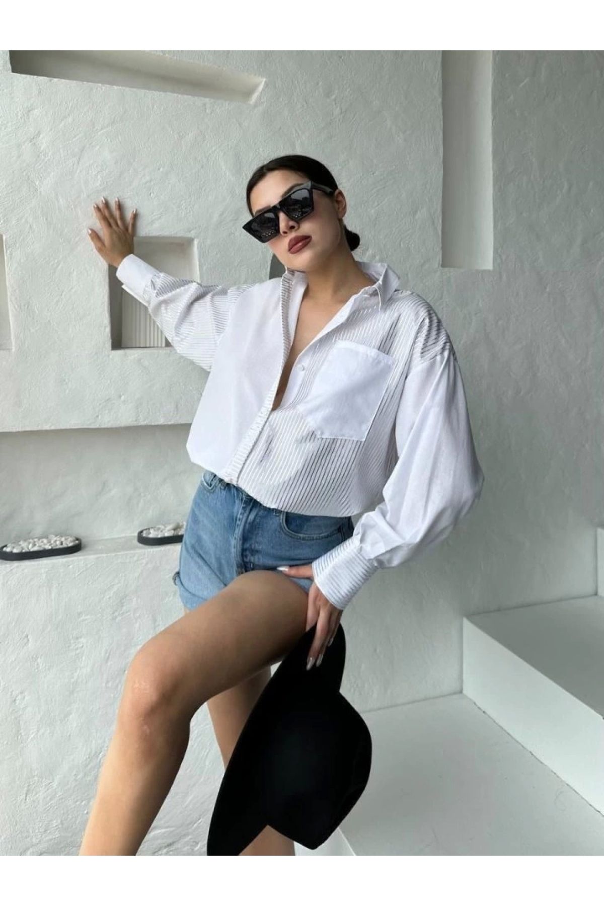 POLEXP Rahatlığın Şıklığı: Çizgili Oversize Gömlek
