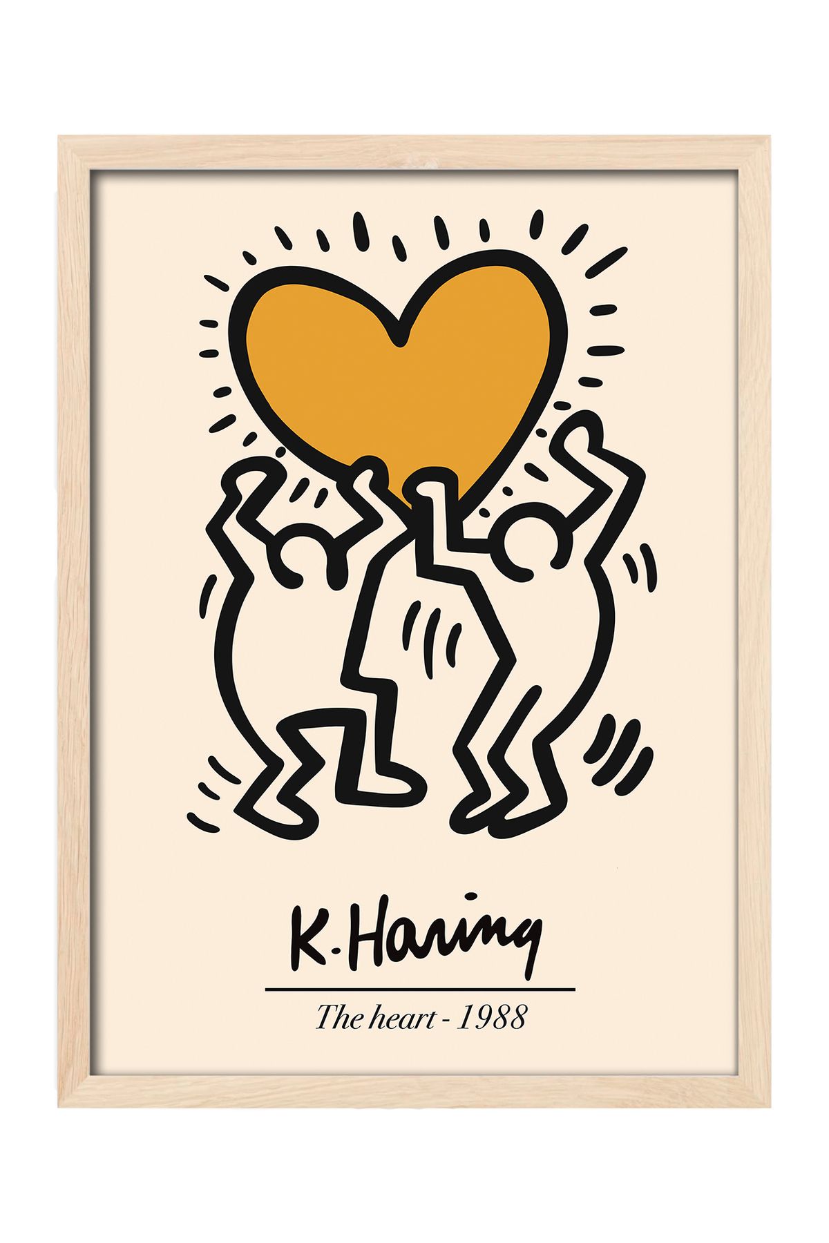 Keith Haring Ahşap Çerçeveli Dekoratif Duvar Tablosu