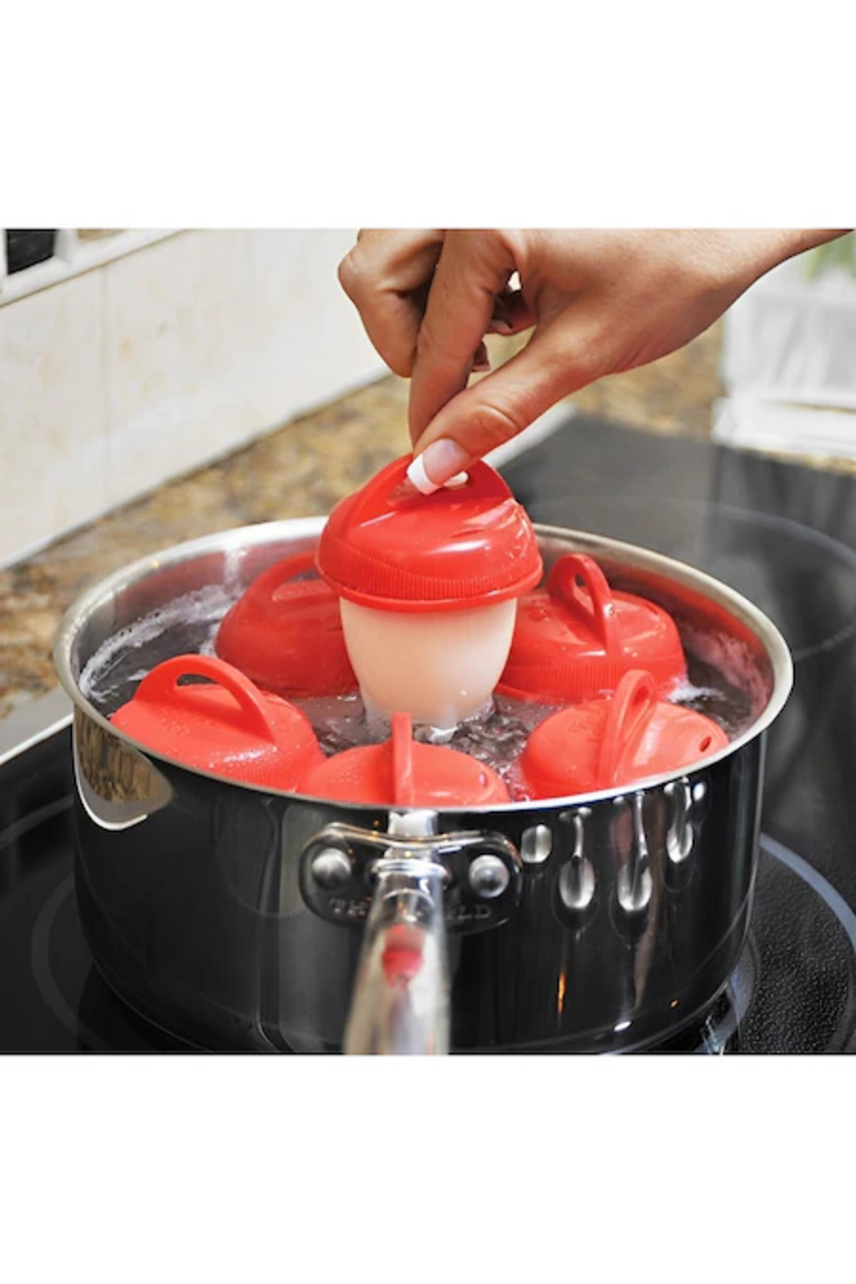 ABYZ-Set of 6 Silicone Containers for Boiling Eggs Without Shell 3