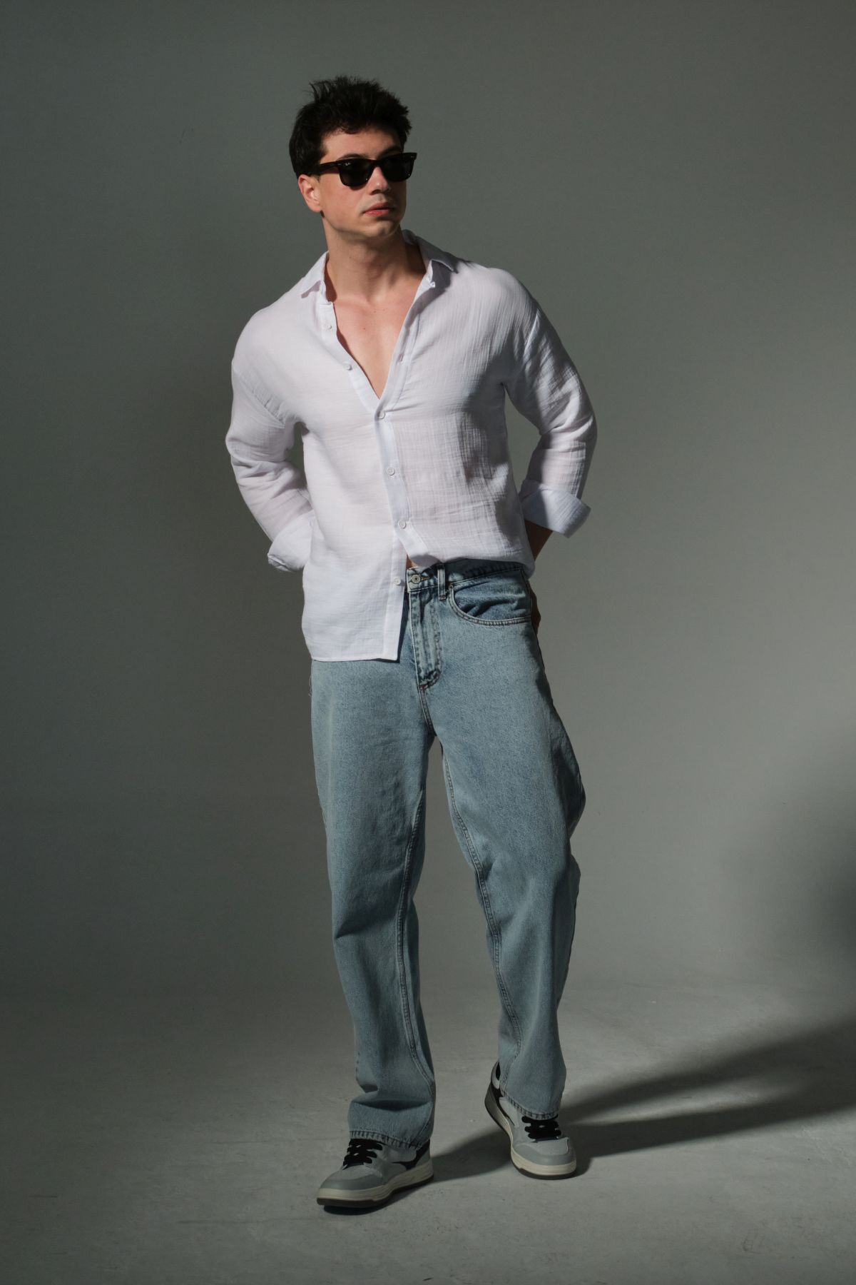 Domoda-"100% Cotton Jean Fabric Straight Leg Casual Baggy Men's Pants @Mantova 4