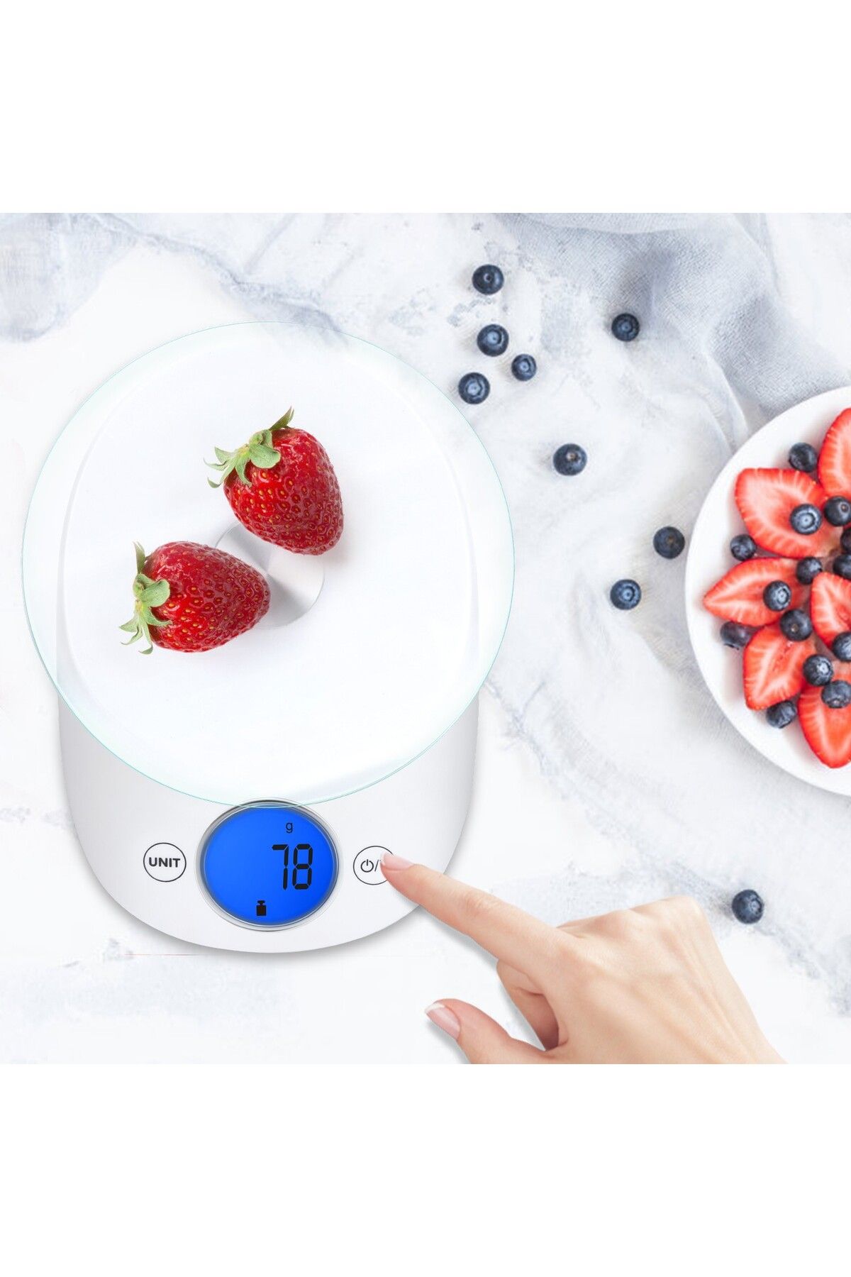Sofia Concept-Cantar de bucatarie multifunctional, 5kg, Functie tara, Cantarire lichide, Control touch, Alb 6