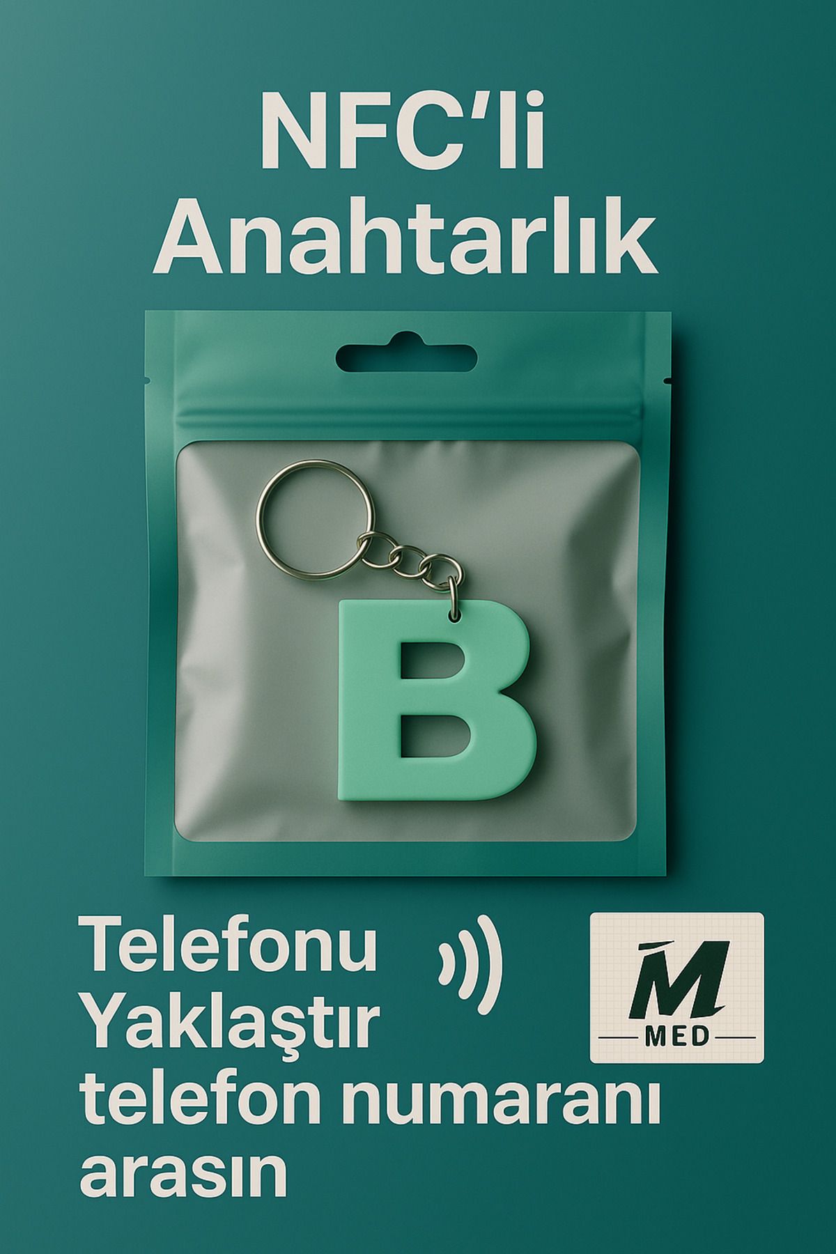 medaksesuars NFC Özellikli Harf Anahtarlık – Kişisel Bilgi Paylaşımı – Epoksi Tasarım