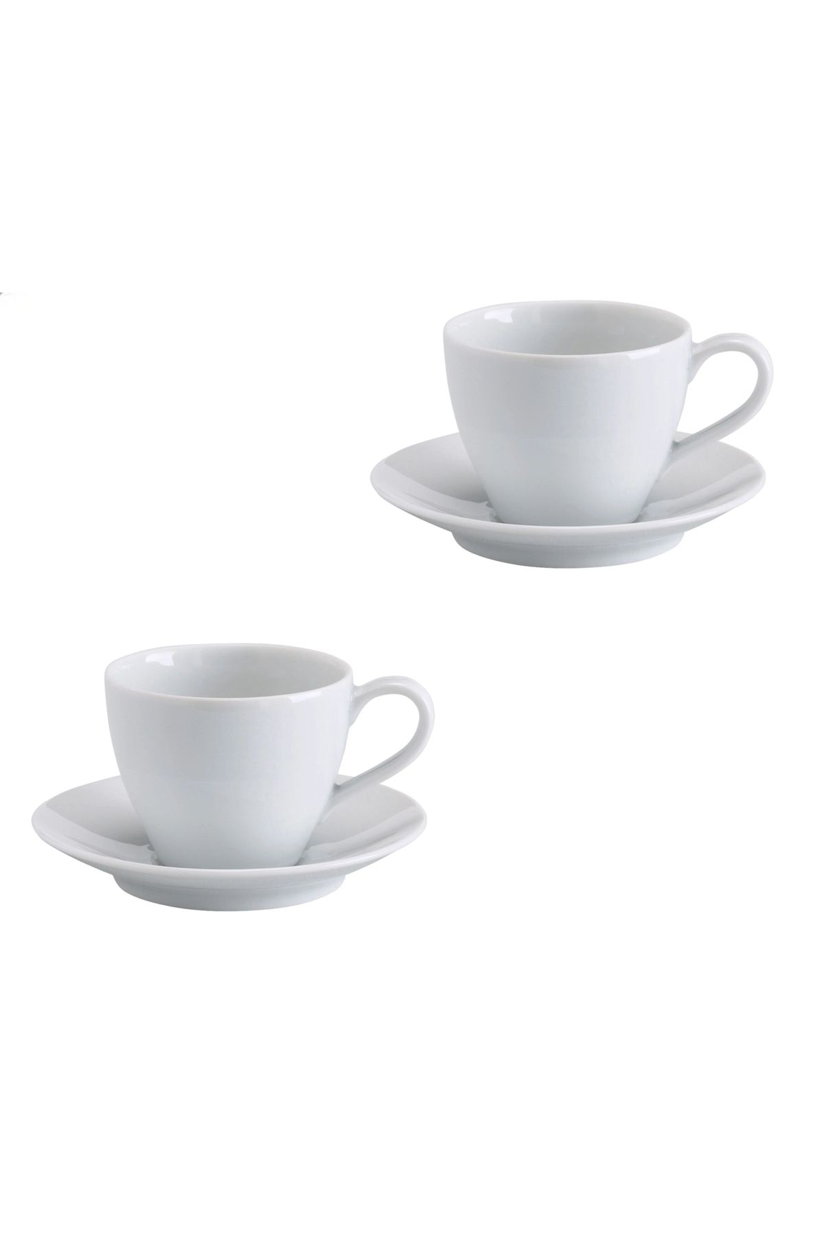 IKEA KALİTELİ 4 Parça Çay Kahve Fincan Takımı Seti İkea Beyaz Porselen Tabaklı Fincan Seti Hacim 200 ml