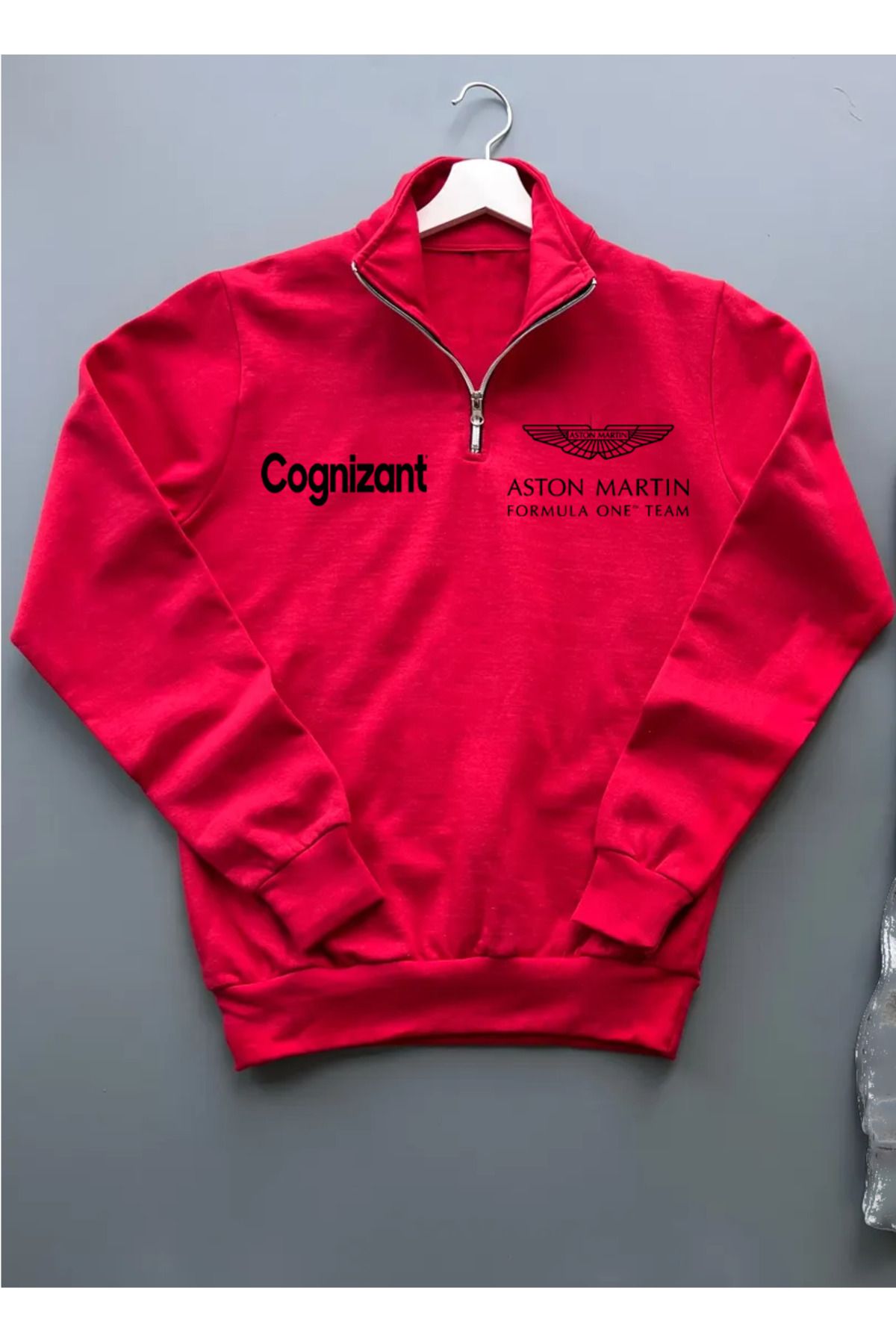 Pisa Art Aston Martin Aramco Cognizant FORMULA 1 F1 ÖZEL TASARIM %100 PAMUK YARIM FERMUARLI SWEATSHİRT