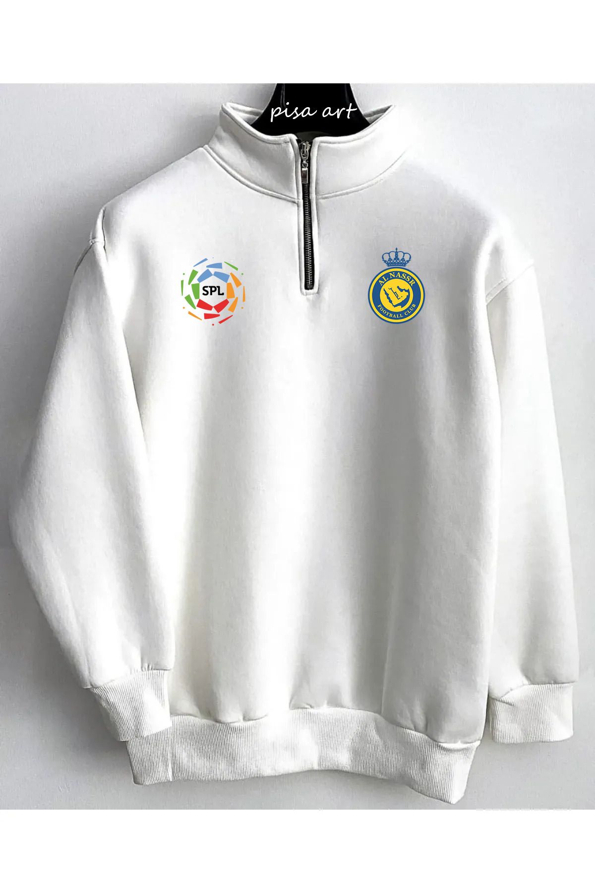 Pisa Art Al-Nassr Suudi Arabistan Pro Lİgi Özel Tasarım Yarım Fermuarlı Sweat
