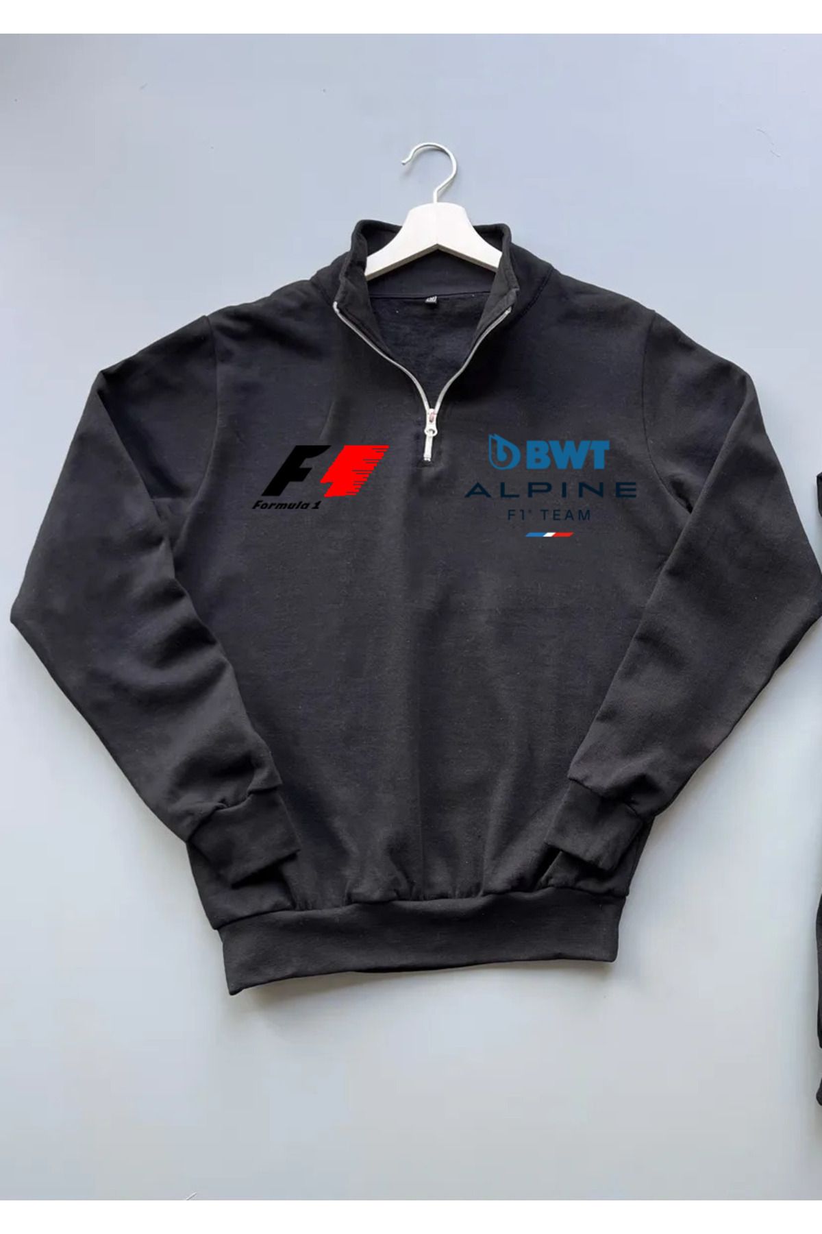 Pisa Art BWT ALPİNE FORMULA 1 F1 ÖZEL TASARIM %100 PAMUK YARIM FERMUARLI SWEATSHİRT
