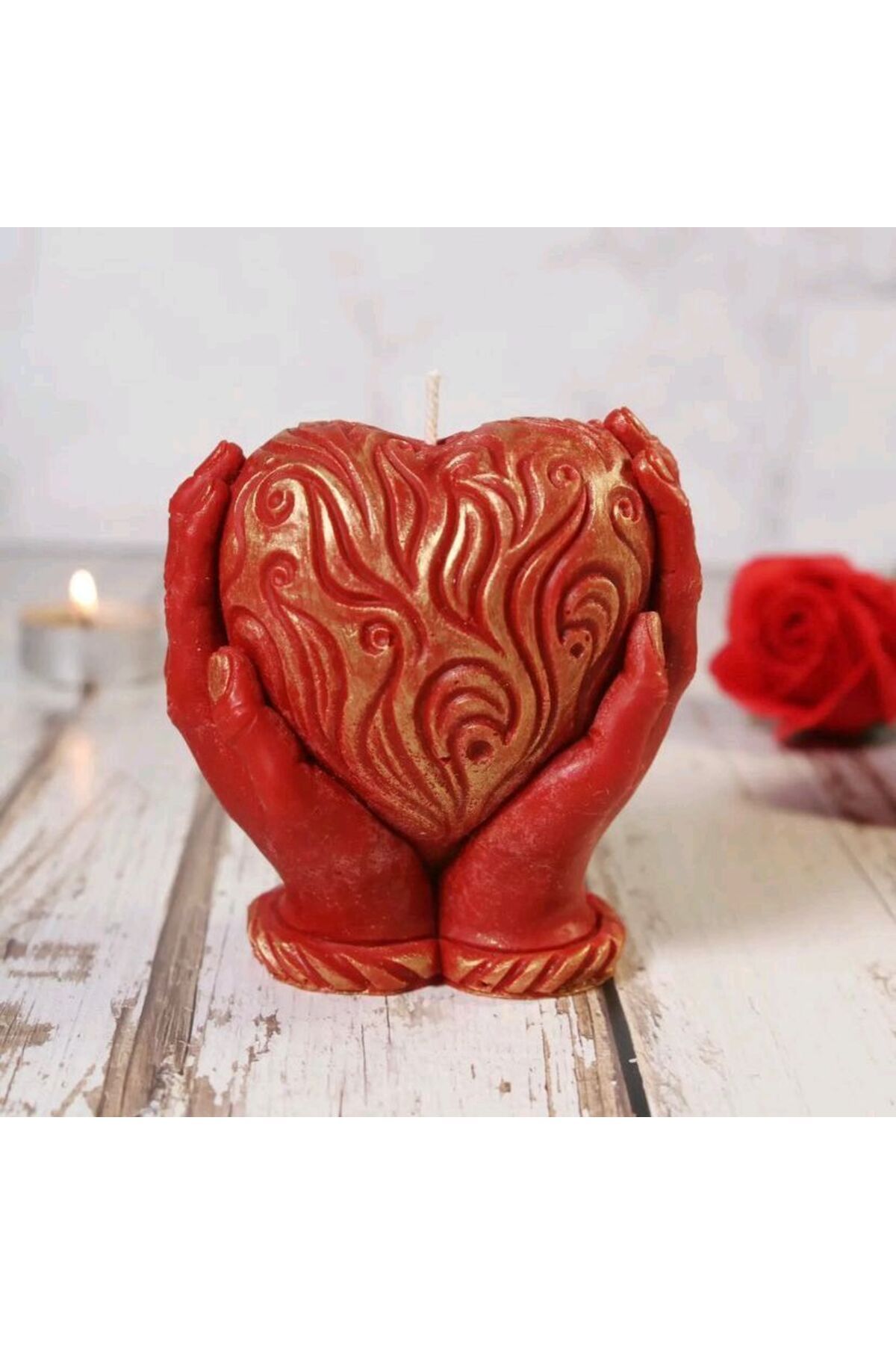 Mystika home Avuç İçi Kalp" Ritüel Mumu Aşkı ellerinde tutmak mümkün.