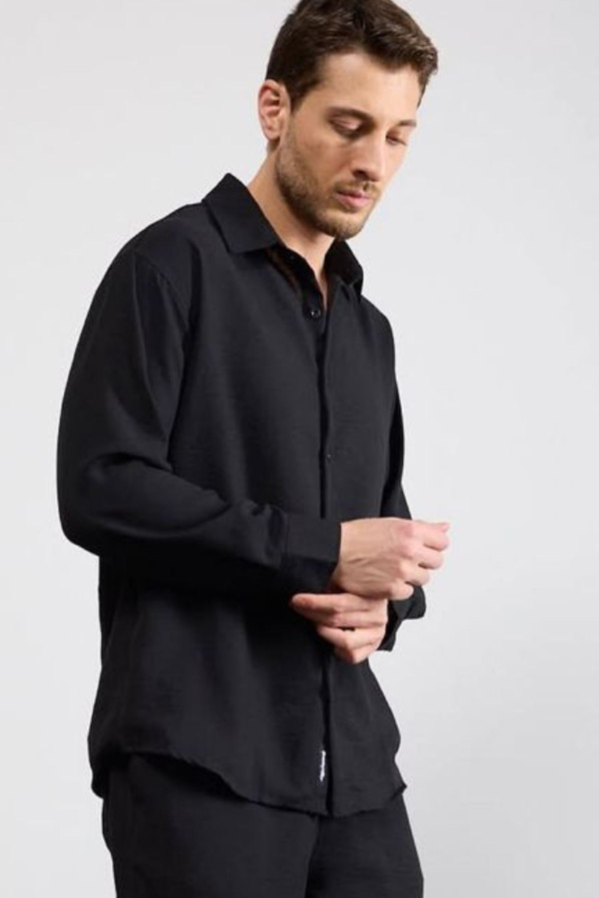 thesunfyre Erkek Oversize Kesim Keten Görünümlü Gömlek