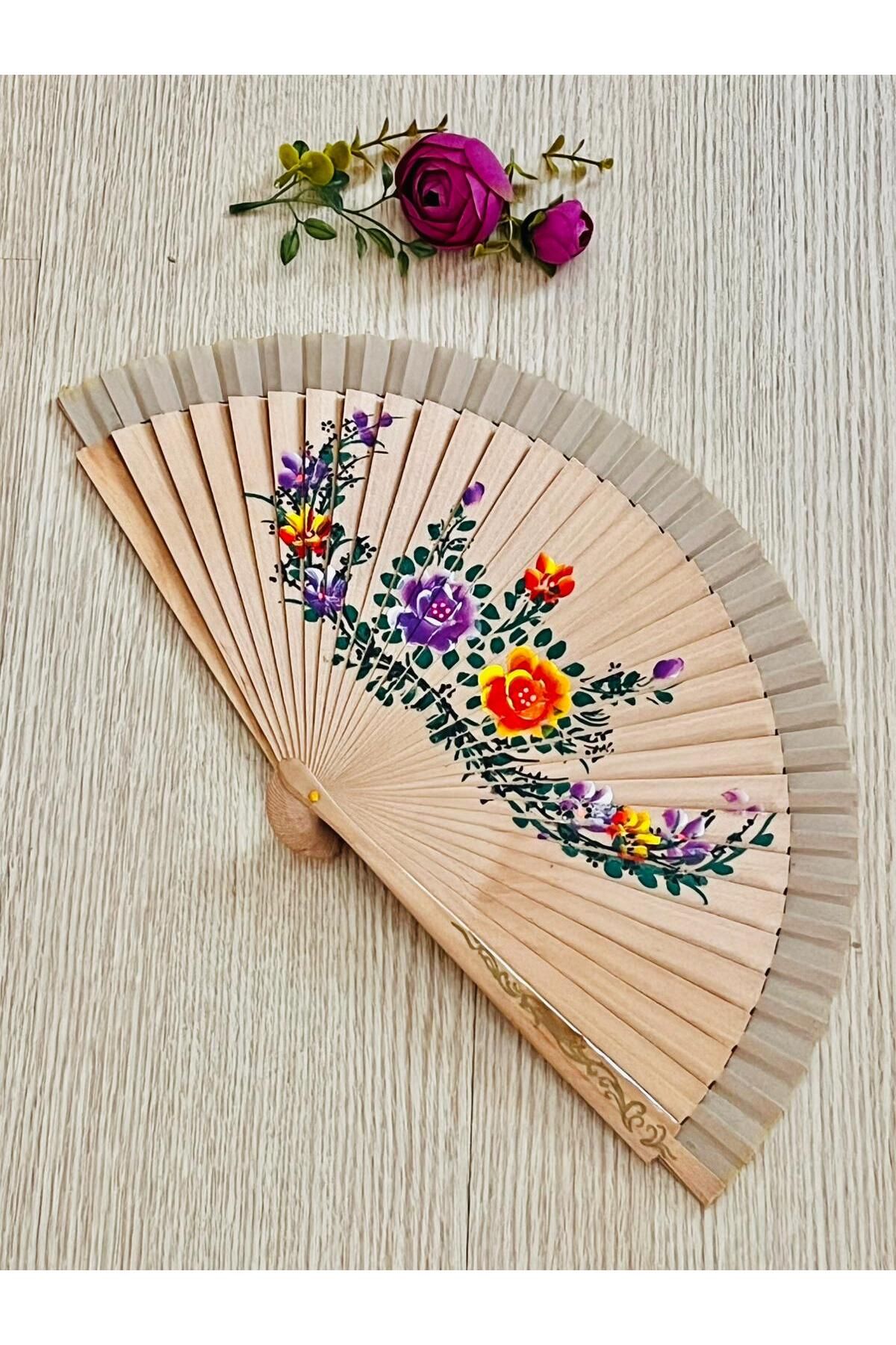 BERG ATELIER Desenli Çift Taraflı Ahşap Yelpaze İspanyol Yelpazesi