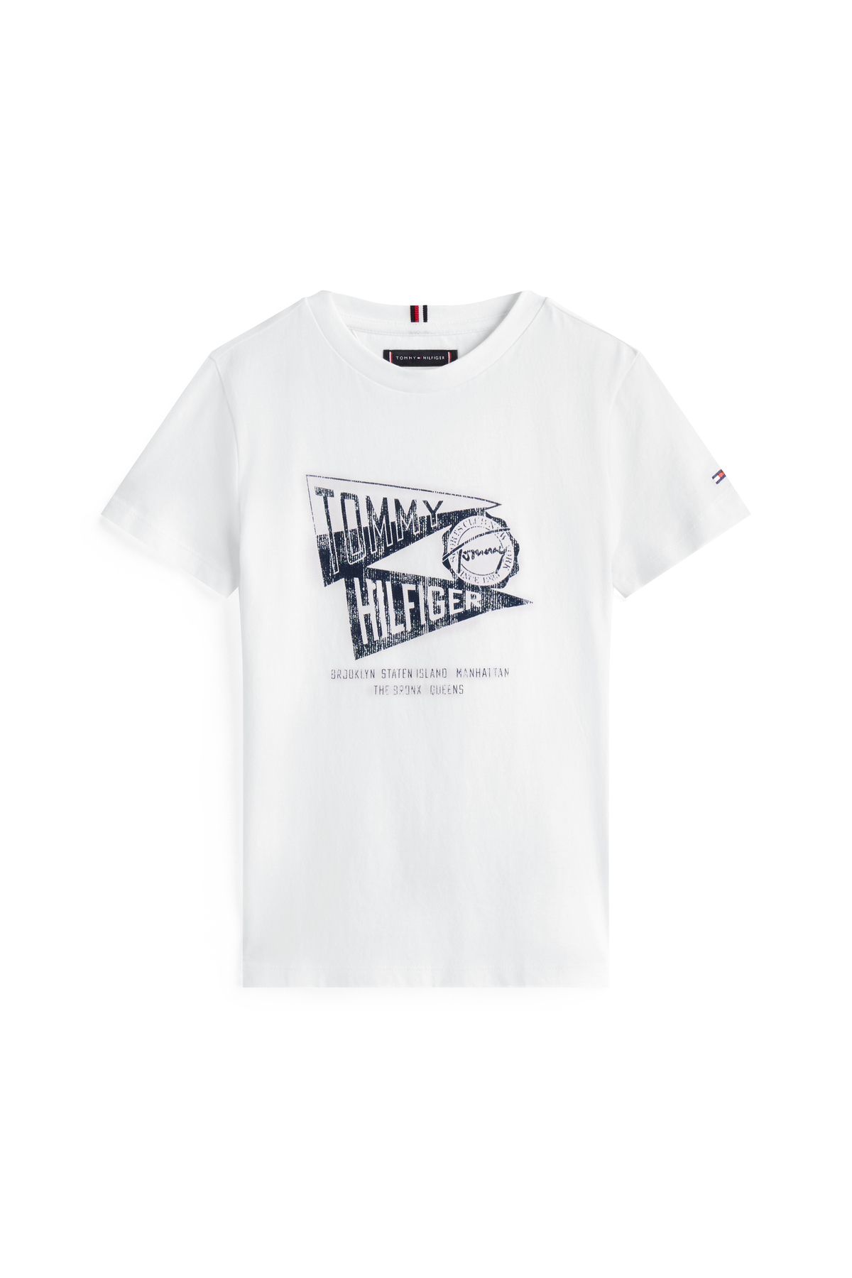 Tommy Hilfiger-Boys White Textured Graphic Print Short Sleeve T-Shirt 4