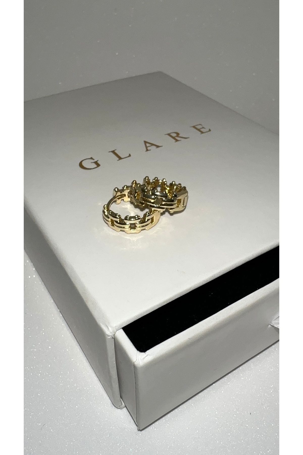 GLARE JEWELRY Halka Mini Boy Model Zirkon Taşlı Çelik Küpe Çivi Kısmı 925 Ayar Gümüş
