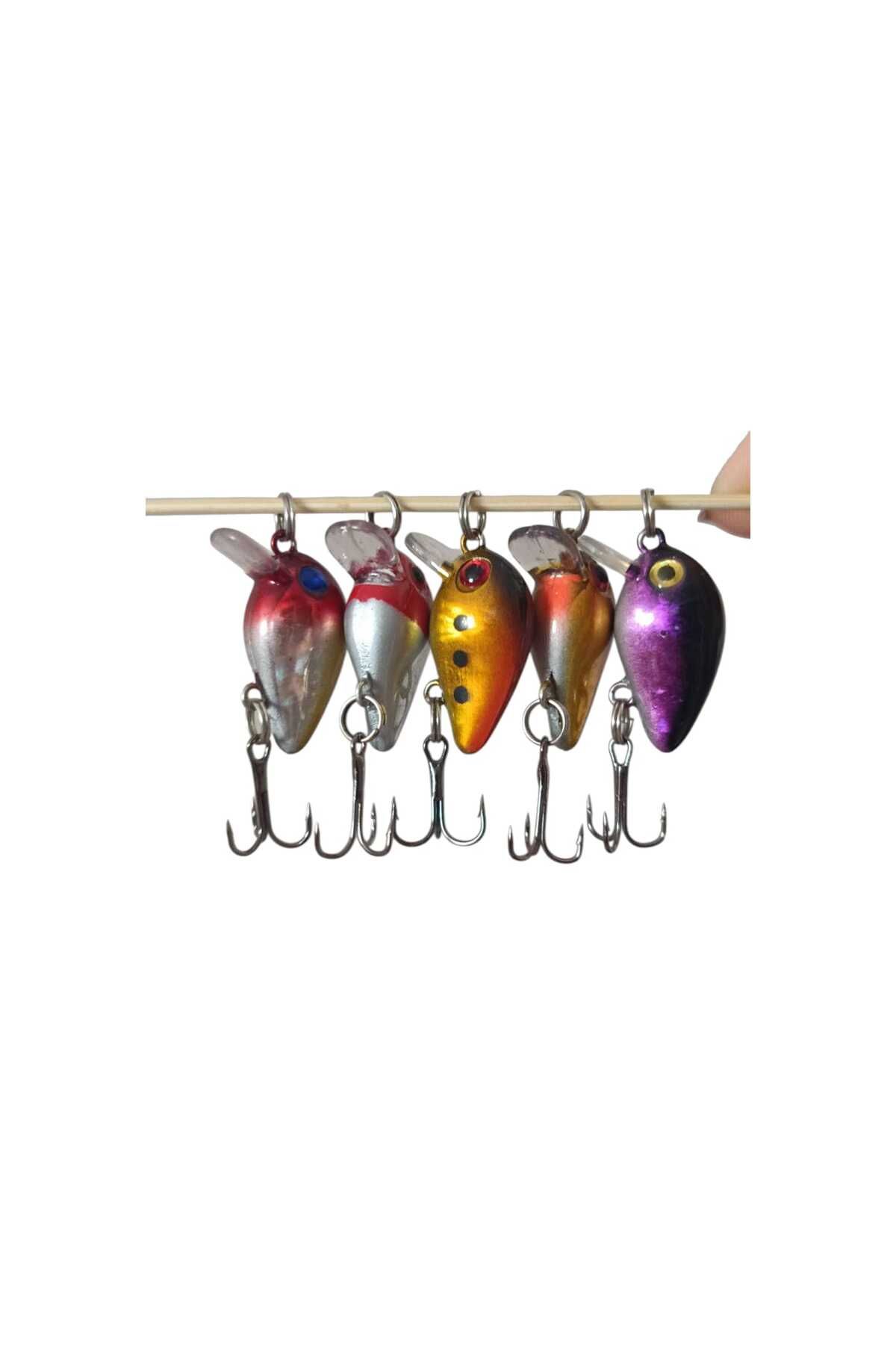 hobidaşım 5'li Wobbler Yapay Balık Yemi 3 cm 1.6g Yüzen, 3D Gözlü, Çıngıl Sesli, Tatlısu/Tuzlu Su İçin