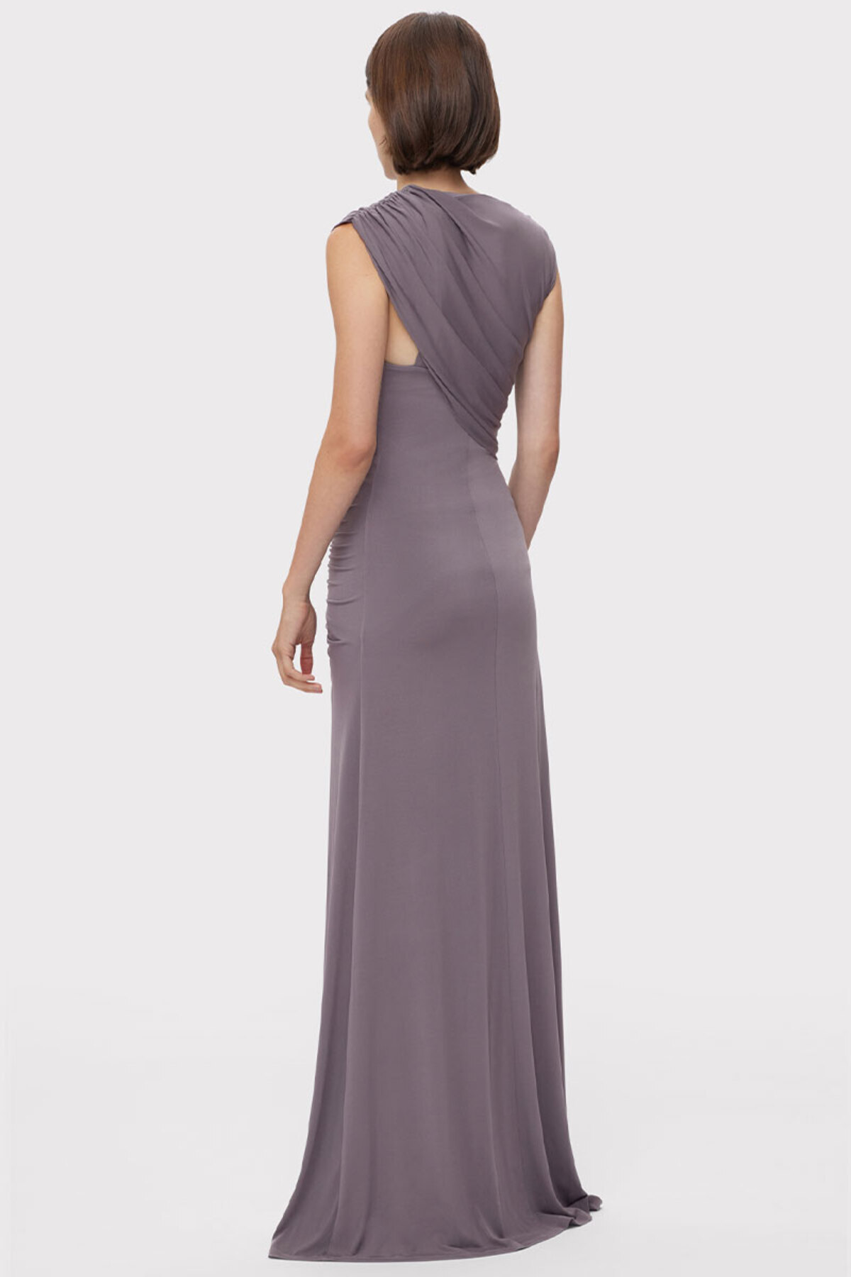 Herve Leger-ROCHIE DIN JERSEY MAT CU DRAPAJ ȘI VOLAN - HERVE LEGER - GRI, XS 2