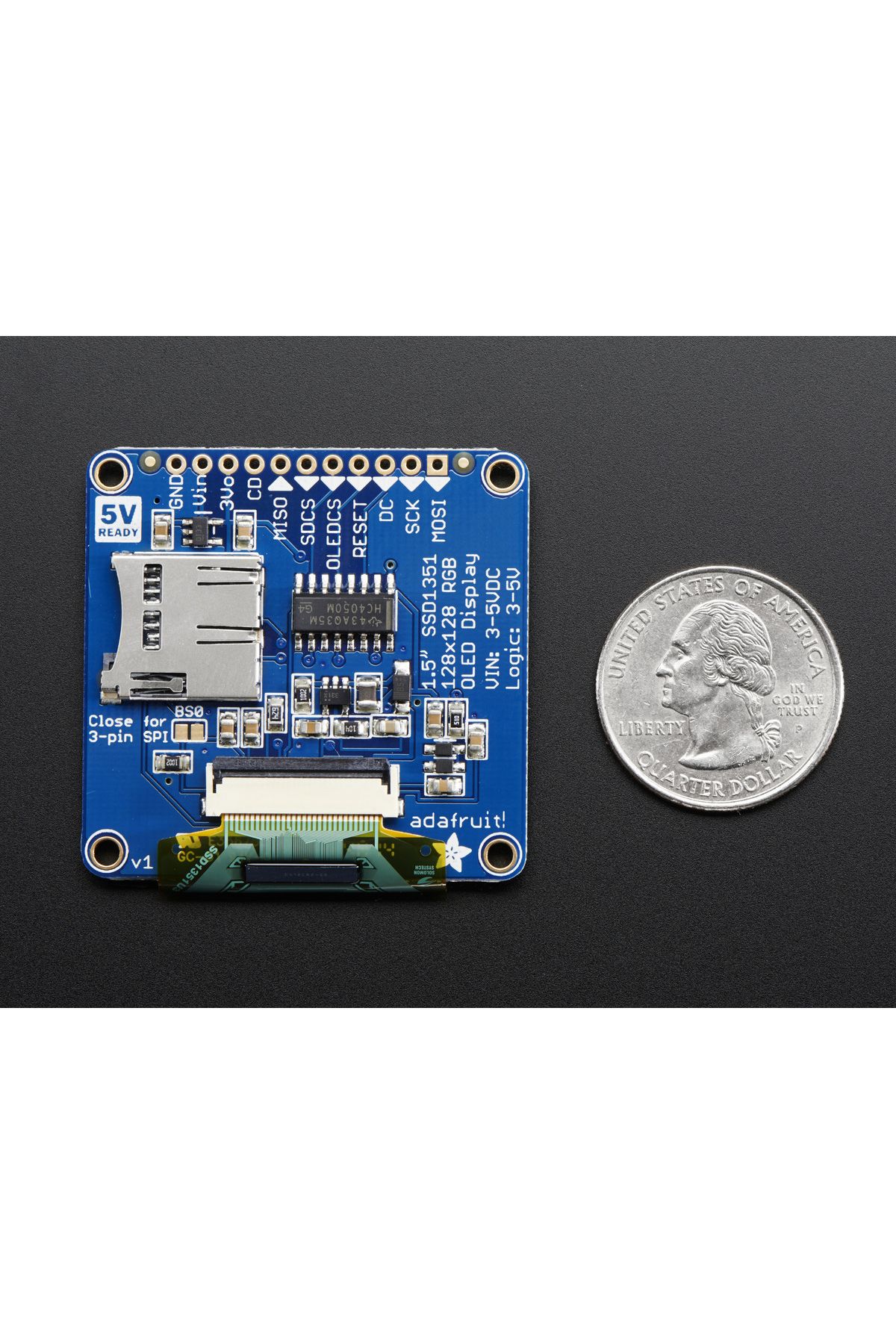 Adafruit-OLED Breakout Board - 16-bit Color 1.5" w/microSD 3