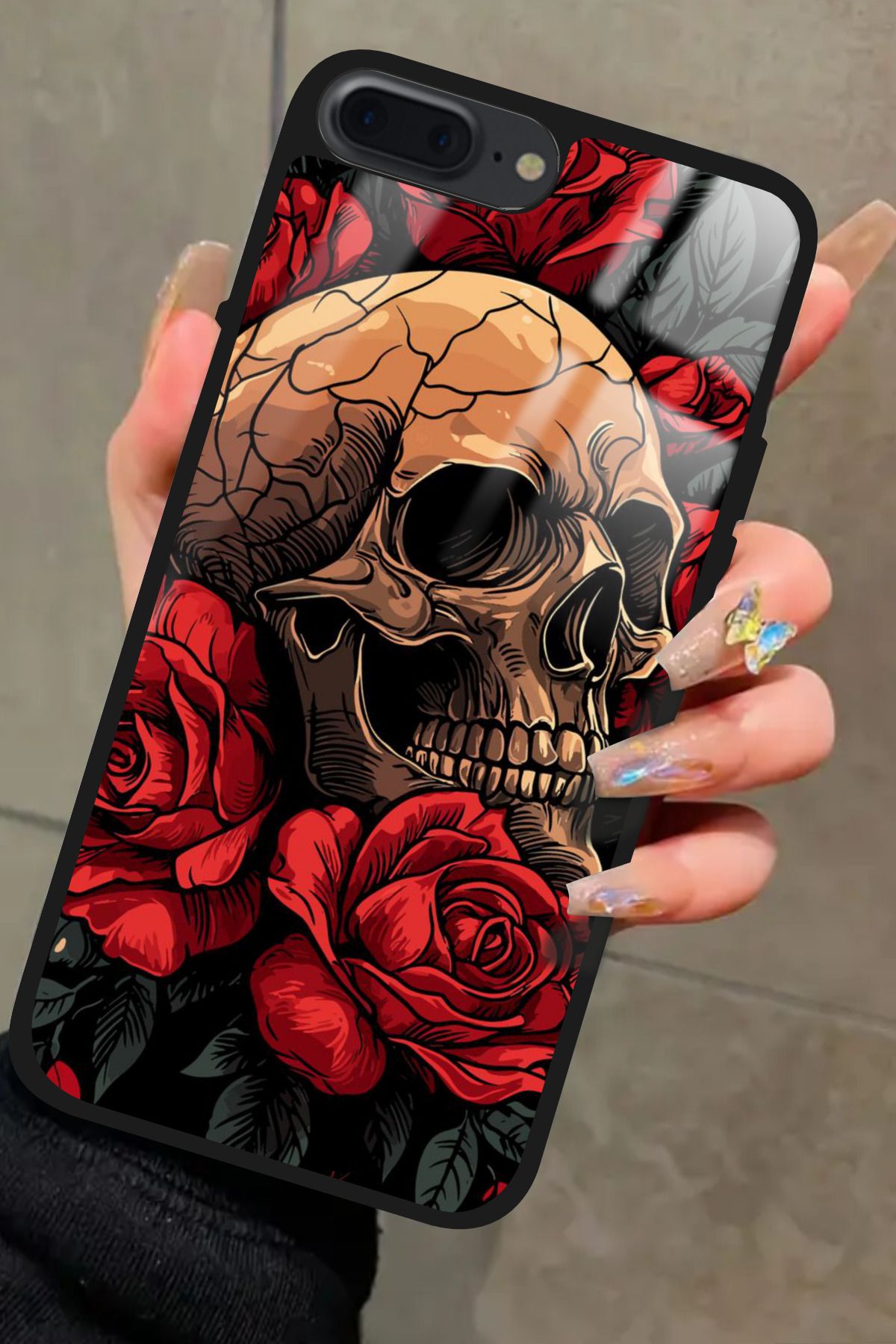 Snacase iPhone 7 Plus Uyumlu Kurukafa Posteri Tasarımlı Glossy Premium Kılıf