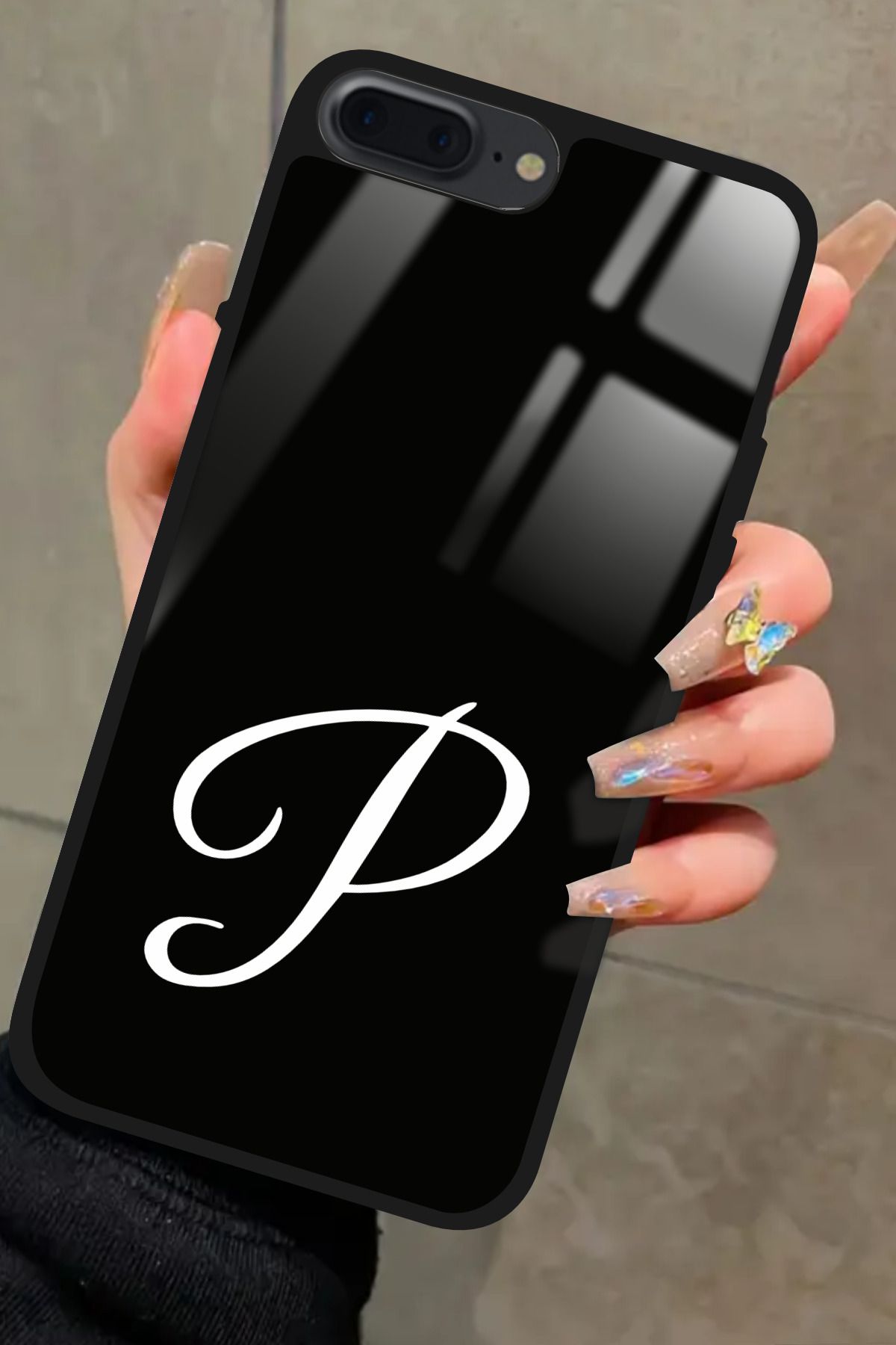 Snacase iPhone 8 Plus Uyumlu P Harfi Yazılı Glossy Premium Kılıf