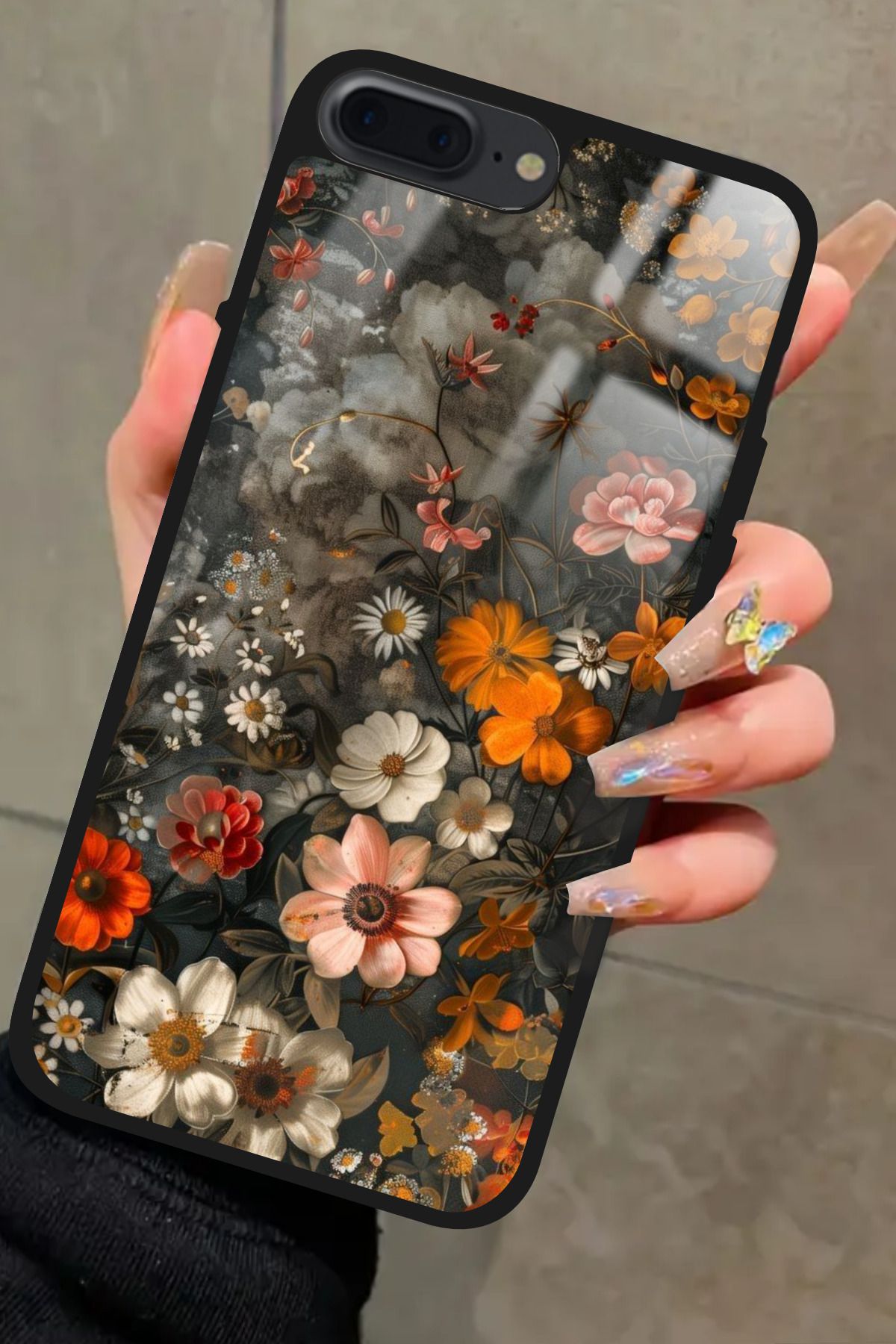 Snacase iPhone 7 Plus Uyumlu Karışık Çiçek Tasarımlı Glossy Premium Kılıf
