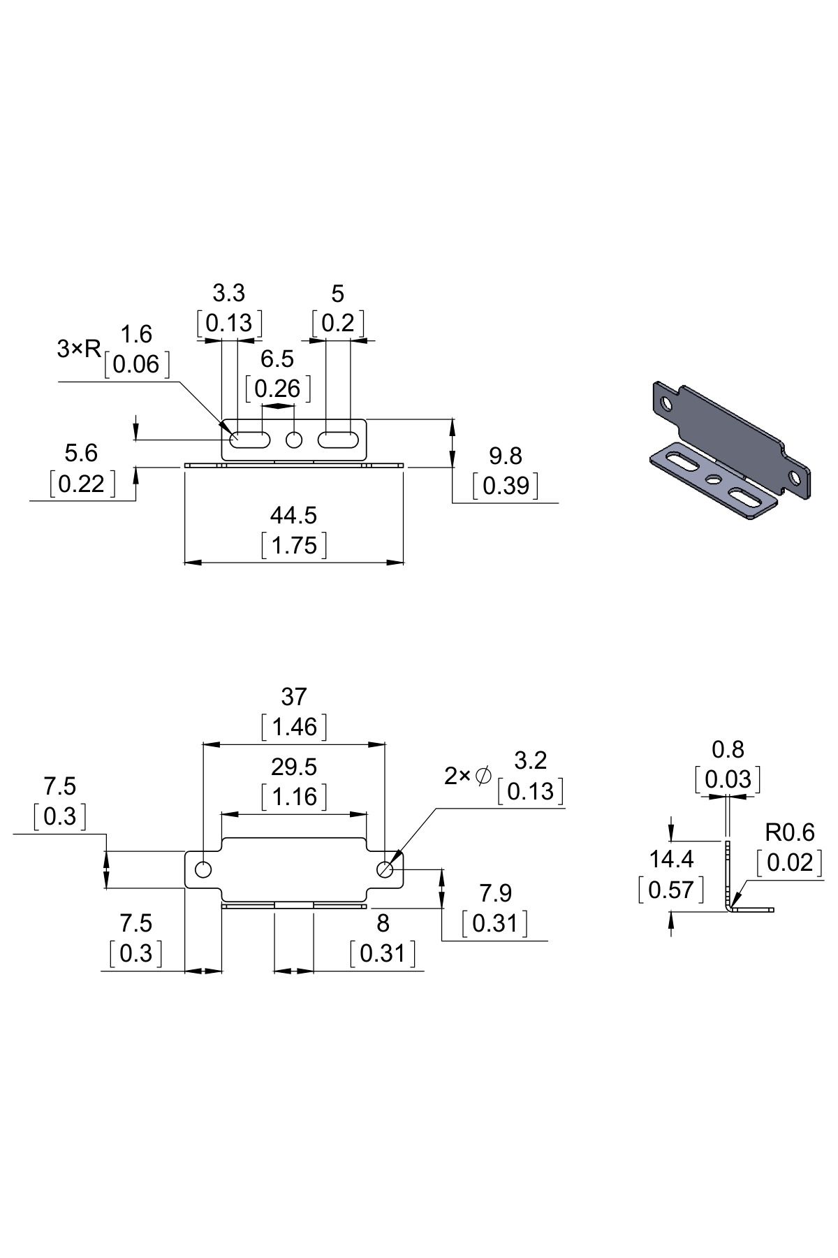 Pololu-Bracket Pair for Sharp GP2Y0A02, GP2Y0A21, and GP2Y0A41 Distance Sensors - Parallel 3