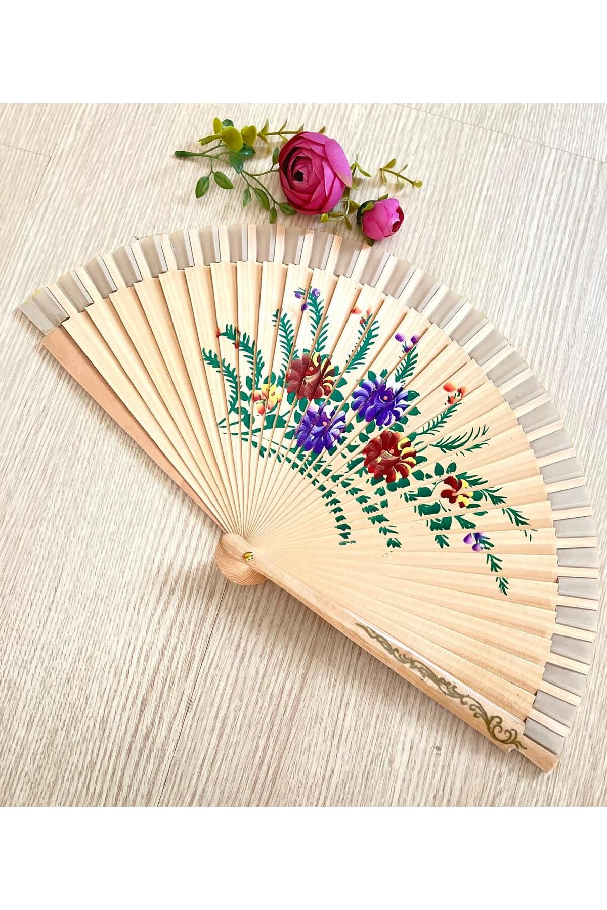 BERG ATELIER Desenli Çift Taraflı Ahşap Yelpaze İspanyol Yelpazesi