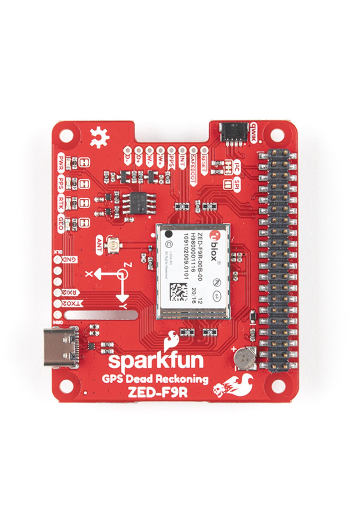 Sparkfun-pHAT Dead Reckoning SparkFun GPS-RTK ZED-F9R for Raspberry Pi 2