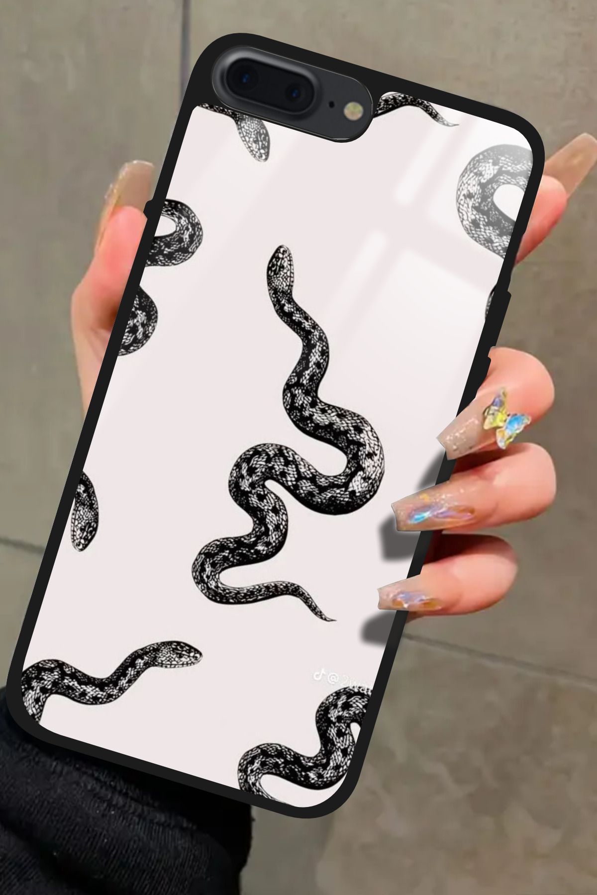Snacase iPhone 8 Plus Uyumlu Yılan Tasarımlı Glossy Premium Kılıf
