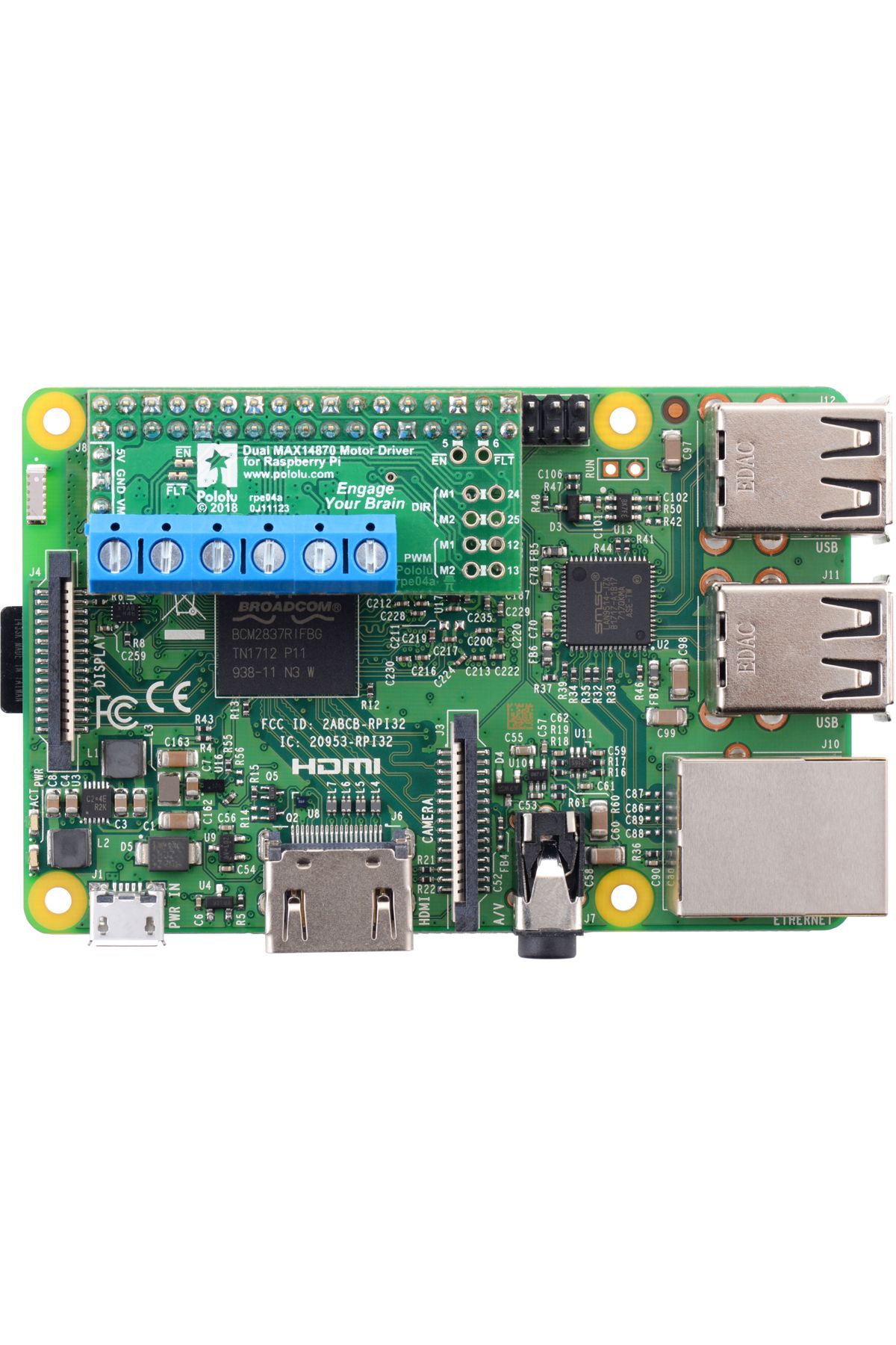 Pololu-Dual MAX14870 Motor Driver for Raspberry Pi (Partial Kit) 4