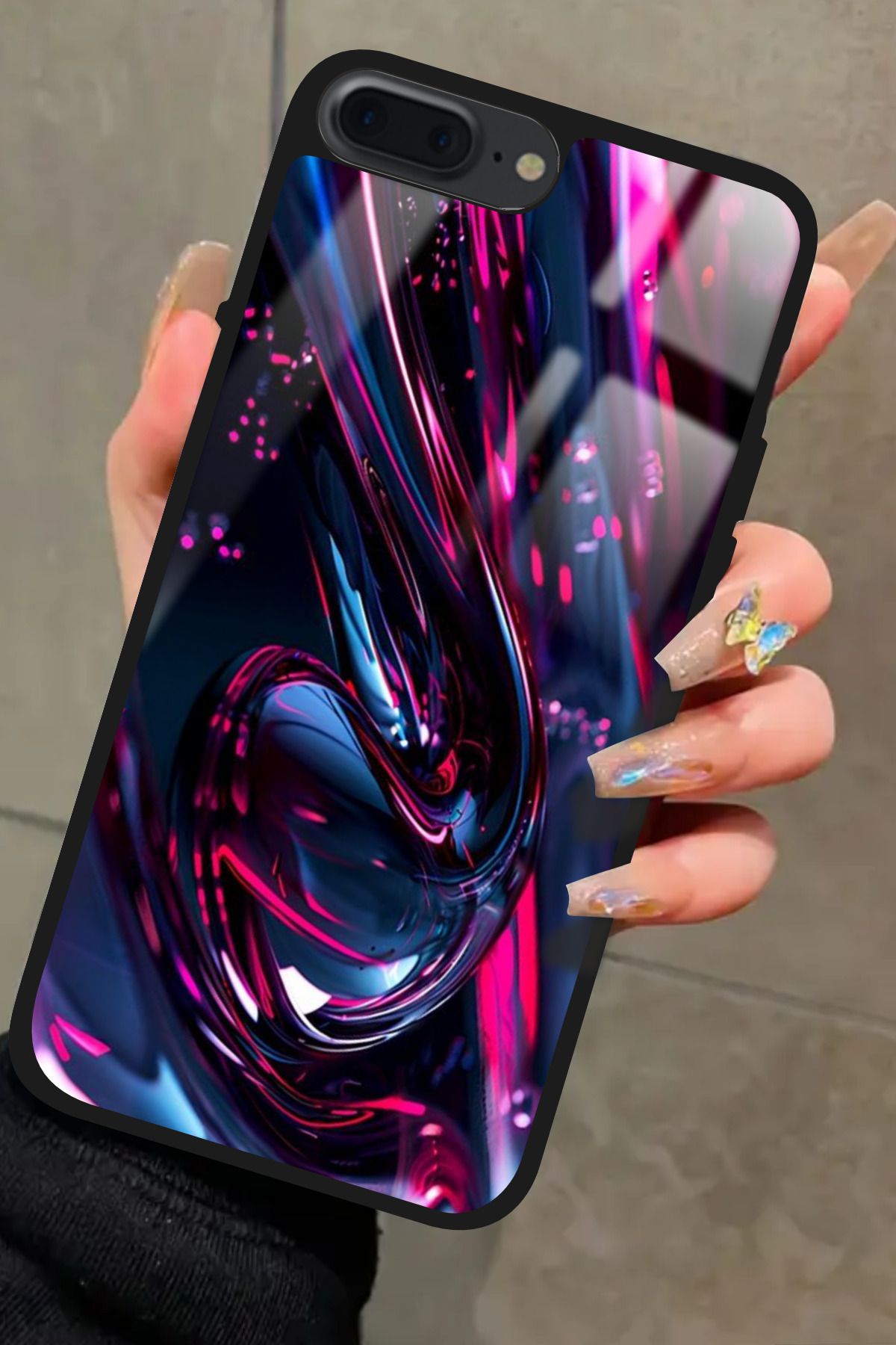 Snacase iPhone 7 Plus Uyumlu Karışık Mermer Tasarımlı Glossy Premium Kılıf