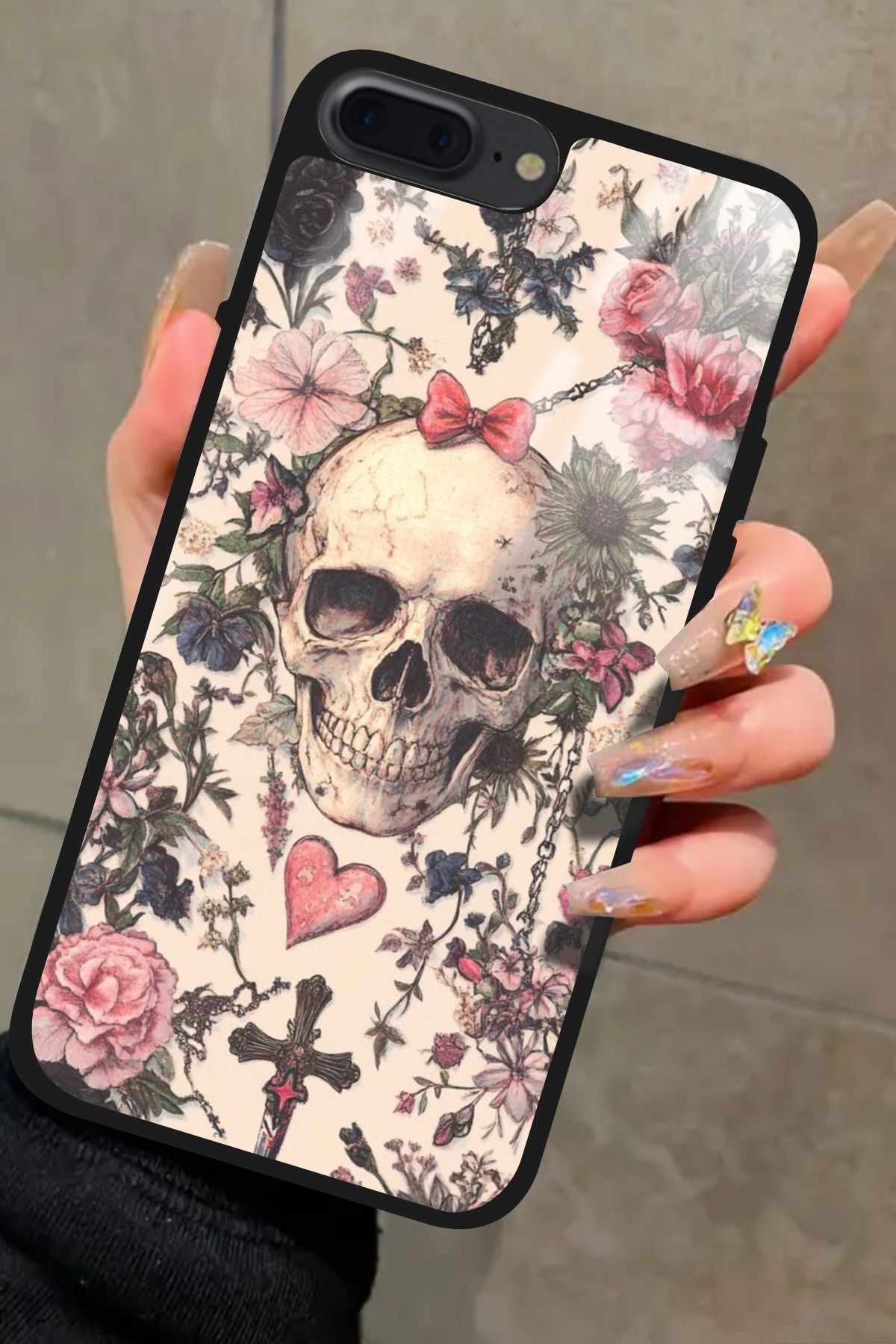 Snacase iPhone 7 Plus Uyumlu Kurukafa Tasarımlı Glossy Premium Kılıf