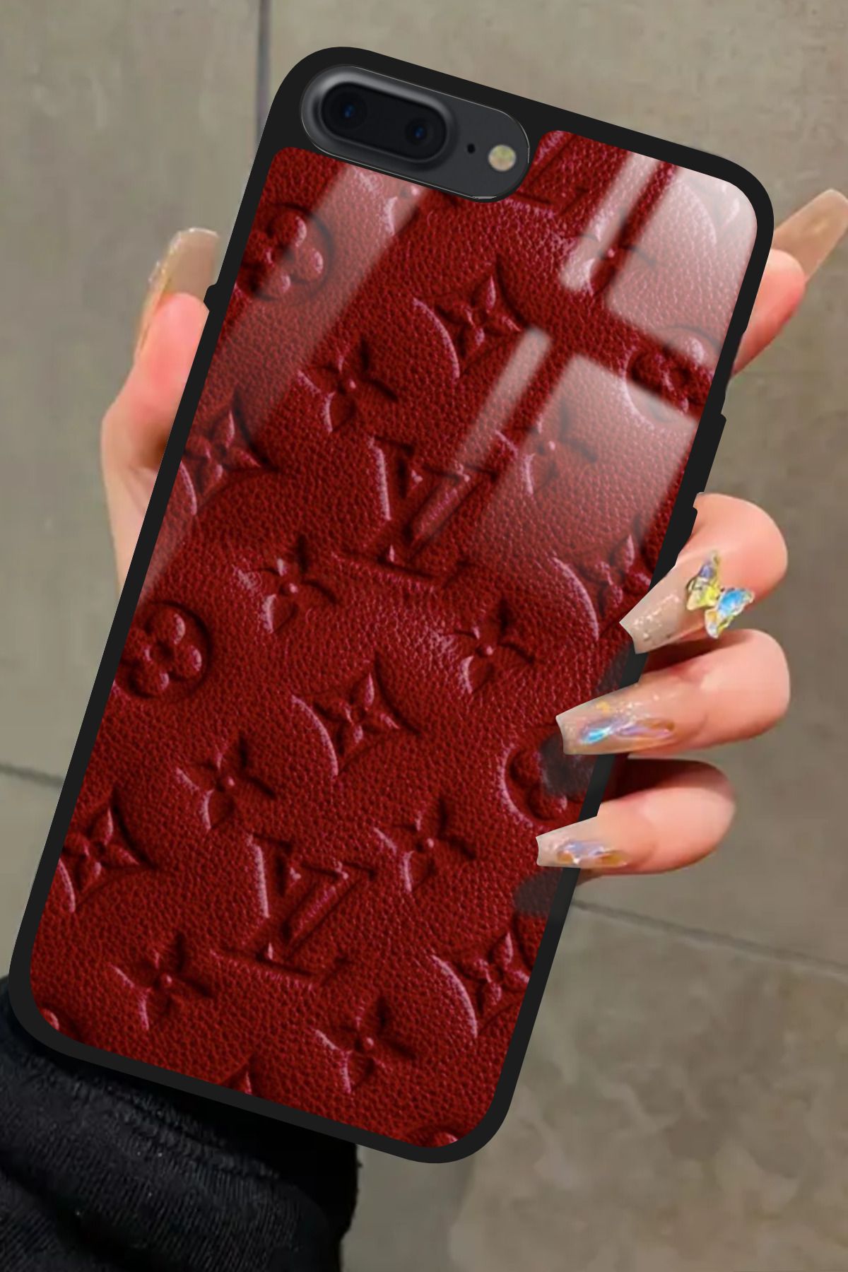 Snacase iPhone 8 Plus Uyumlu Bordo Marka Tasarımlı Glossy Premium Kılıf