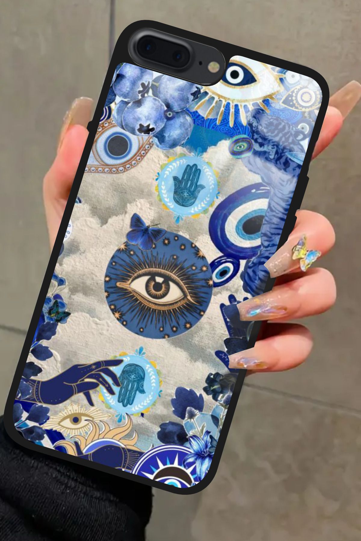 Snacase iPhone 7 Plus Uyumlu Nazar Boncuğu Tasarımlı Glossy Premium Kılıf