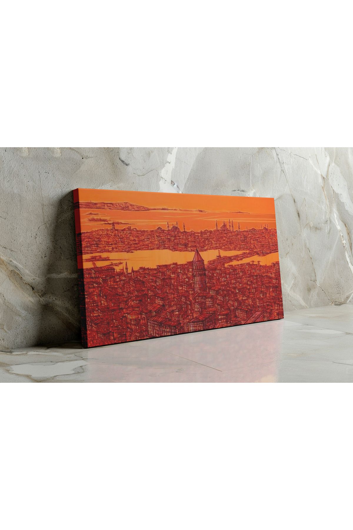 Kanvaspera Galata ve İstanbul Silüeti - Kanvas Tablo | Çizim Tarzı | Modern Şehir Dekoru