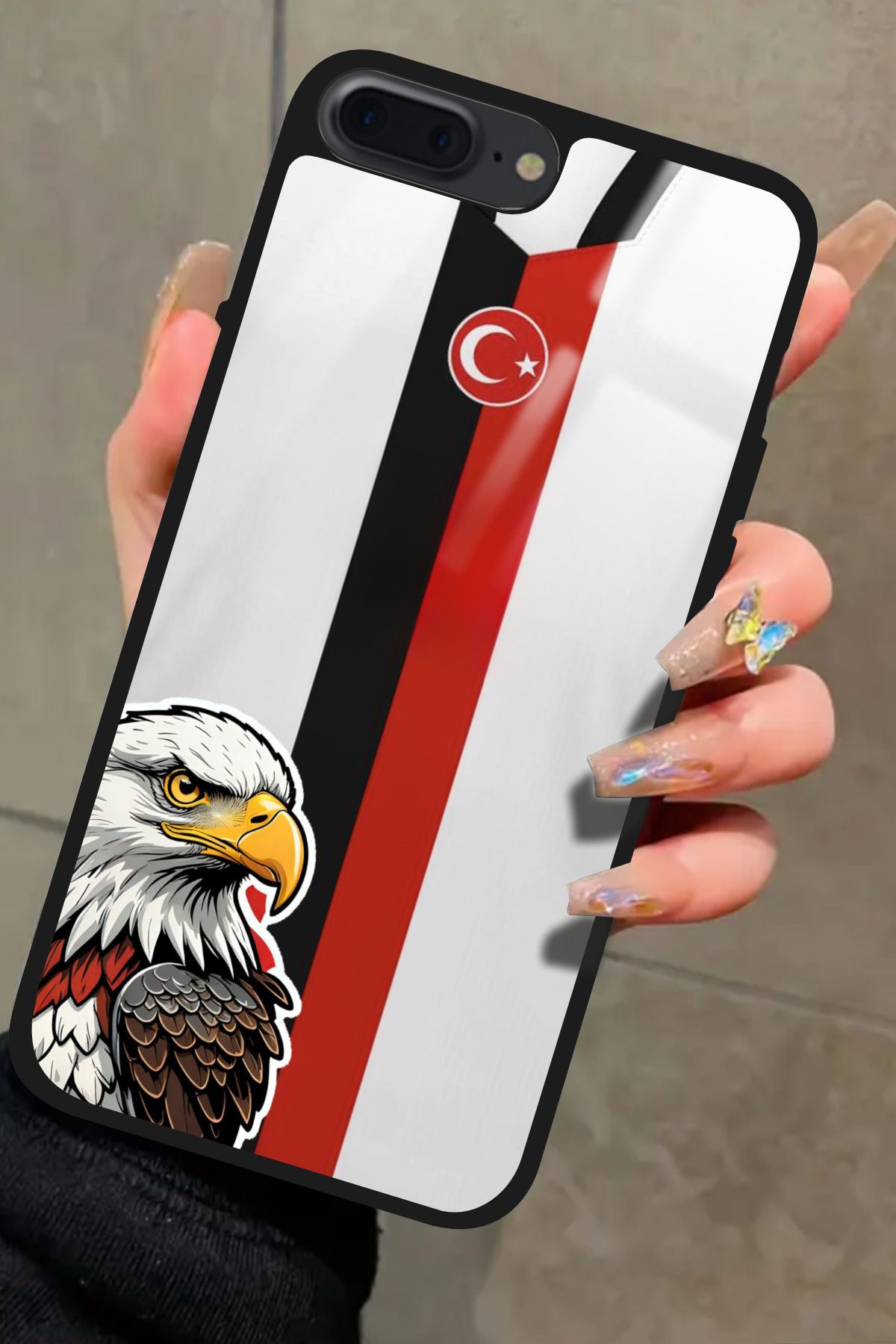 Snacase iPhone 8 Plus Uyumlu Kartal Tasarımlı Glossy Premium Kılıf