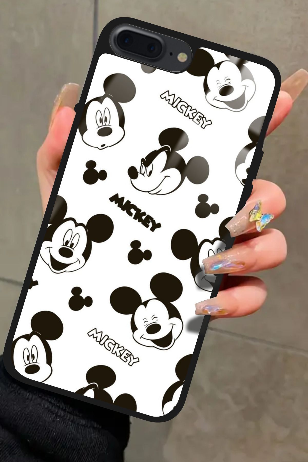 Snacase iPhone 8 Plus Uyumlu Mıckey Donald Tasarımlı Glossy Premium Kılıf