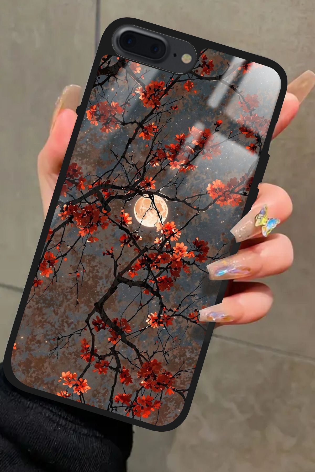 Snacase iPhone 7 Plus Uyumlu Van Gogh Kırmızı Ağaç Tablo Tasarımlı Glossy Premium Kılıf