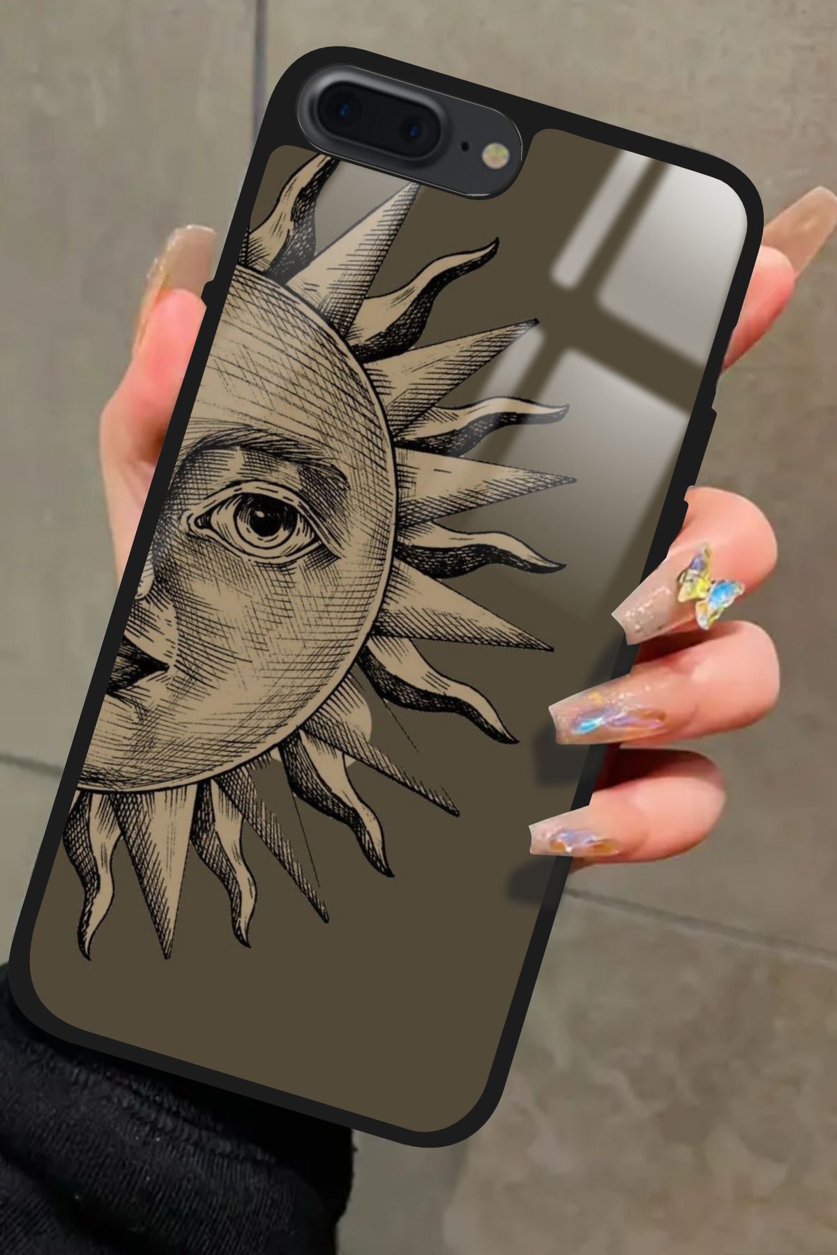 Snacase iPhone 8 Plus Uyumlu Güneş Tasarımlı Glossy Premium Kılıf