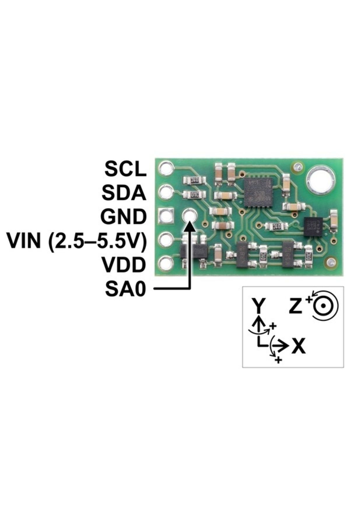 Pololu-MinIMU-9 v5 Gyroscope, Accelerometer and Magnetometer (LSM6DS33, LIS3MDL ) 3
