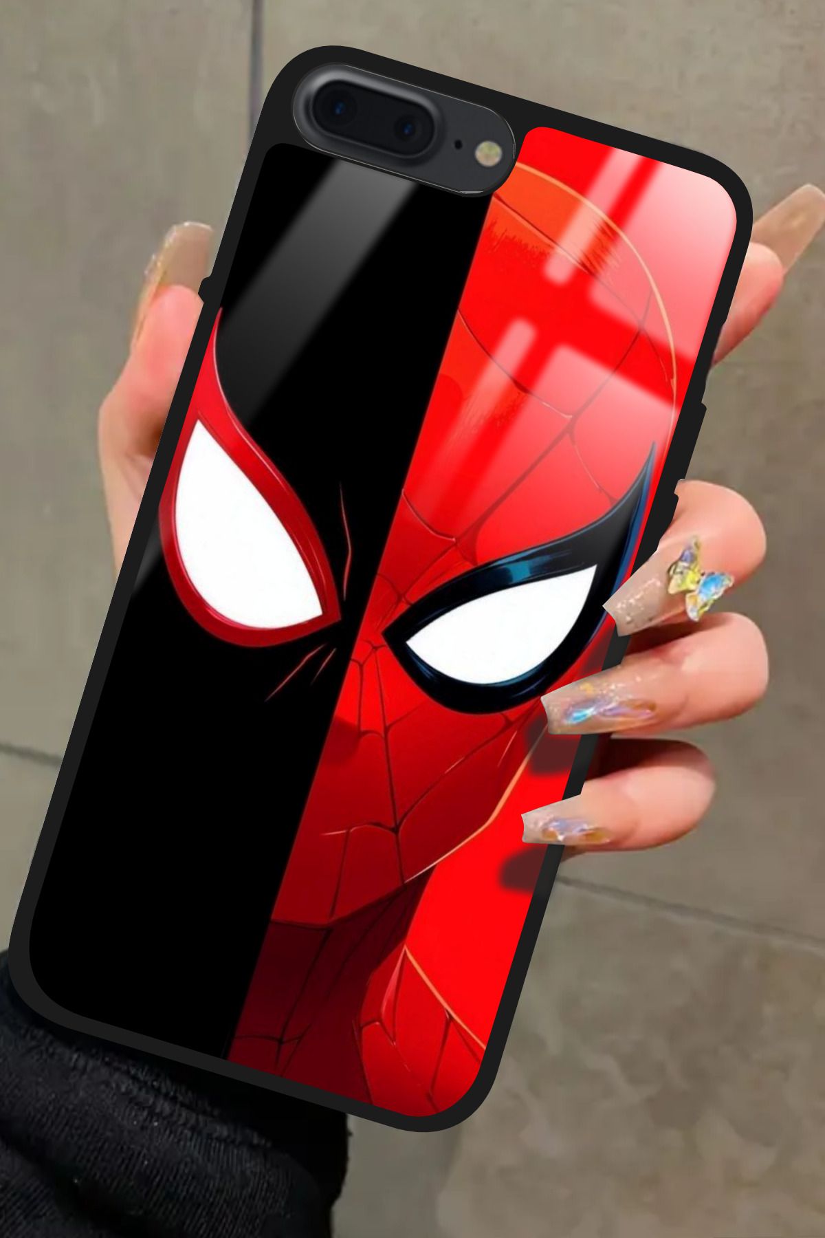 Snacase iPhone 8 Plus Uyumlu Örümcek Adam Tasarımlı Glossy Premium Kılıf